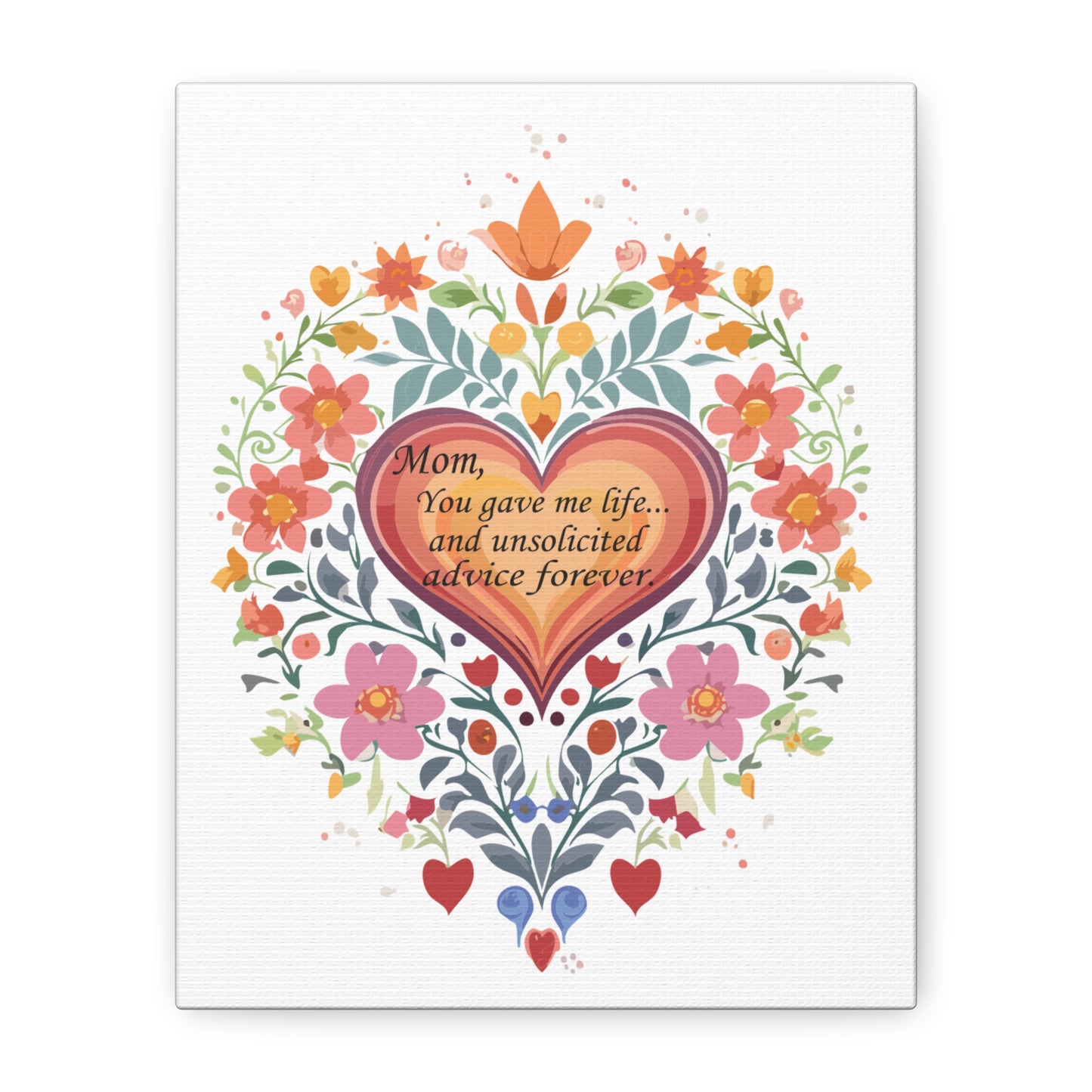 Floral Heart Canvas Art - Perfect Gift for Mom
