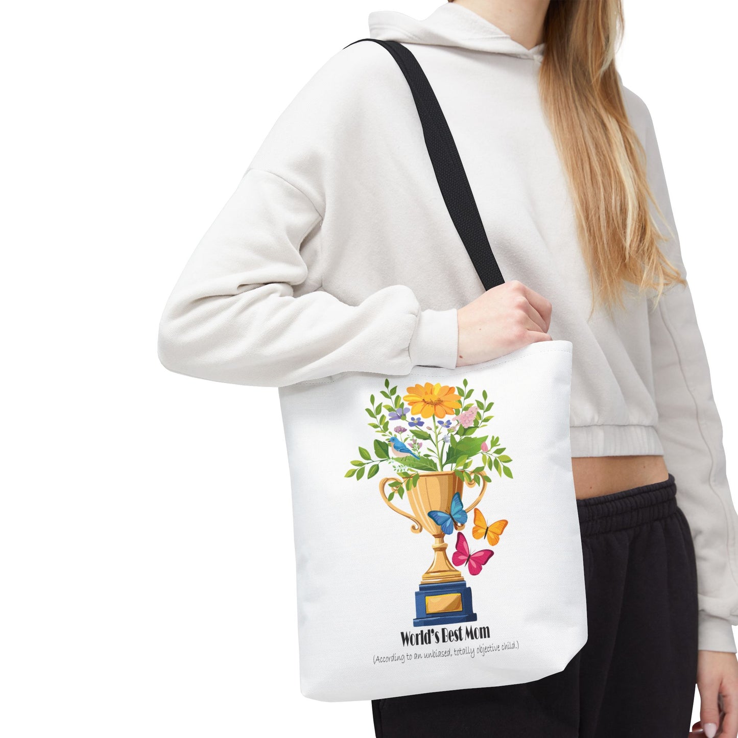 Floral Trophy Tote Bag - World's Best Mom Design