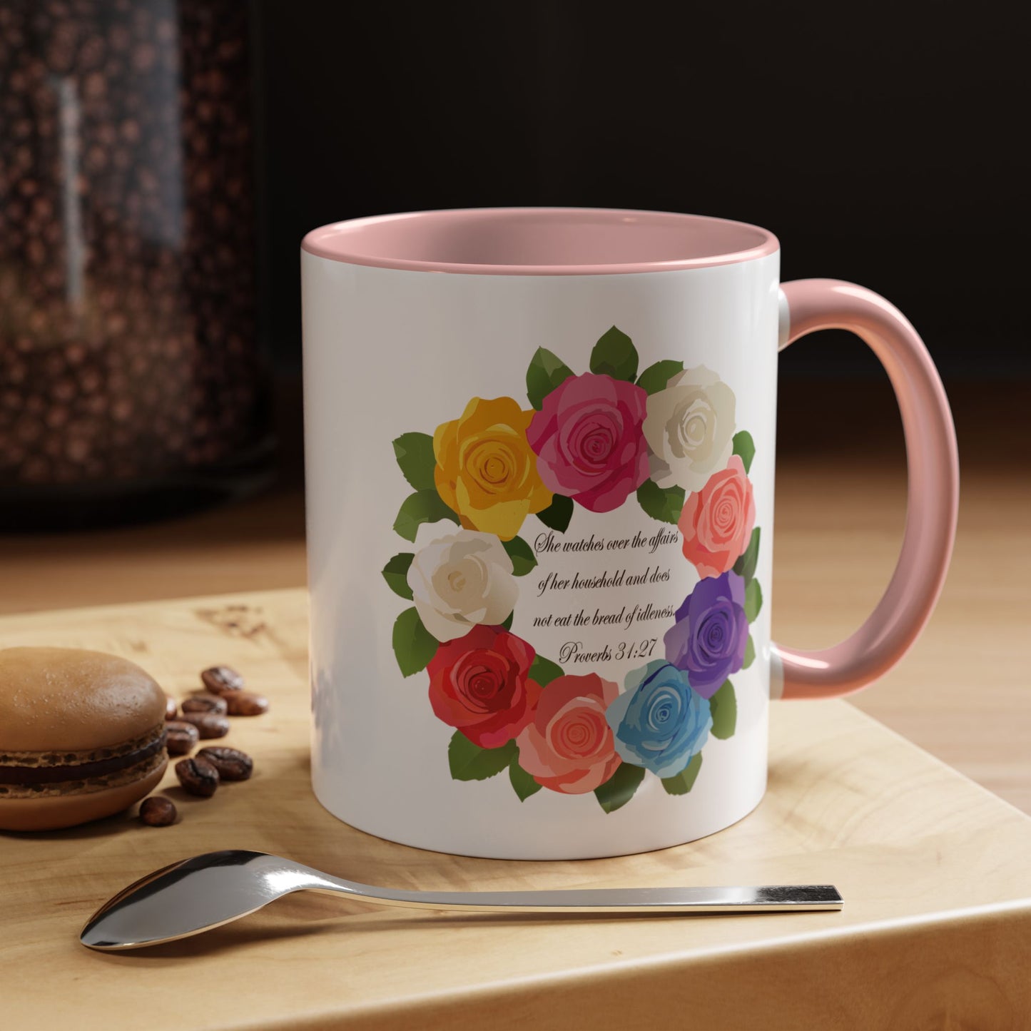 Inspirational Floral Coffee Mug for Mom- Proverbs 31:27