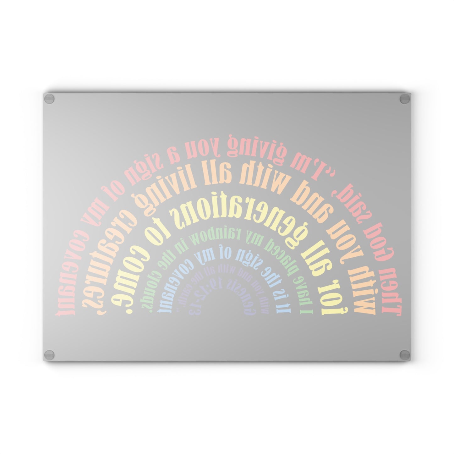 Tabla de cortar de vidrio inspiradora: diseño colorido con versículos bíblicos para cocinar en casa y regalar.