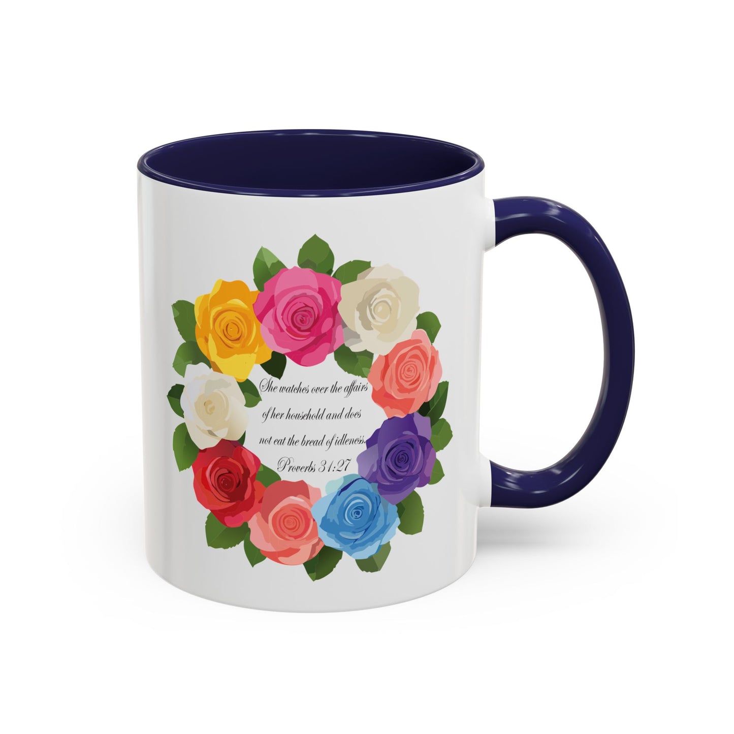 Inspirational Floral Coffee Mug for Mom- Proverbs 31:27