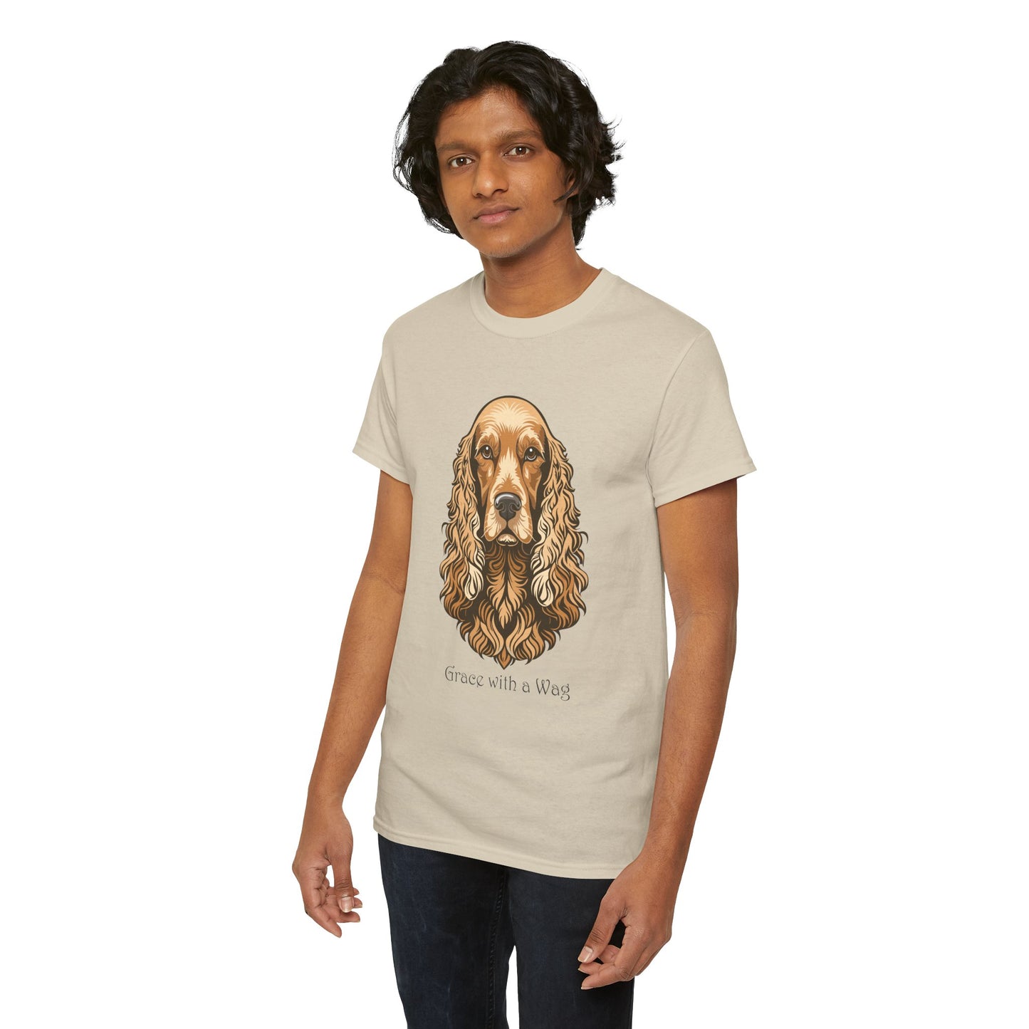 Camiseta unisex de algodón grueso con diseño de Cocker Spaniel - Grace with a Wag