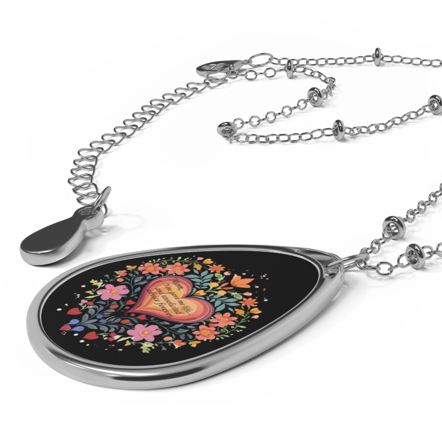 Floral Heart Oval Necklace for Mom – Elegant Gift for Loved Ones