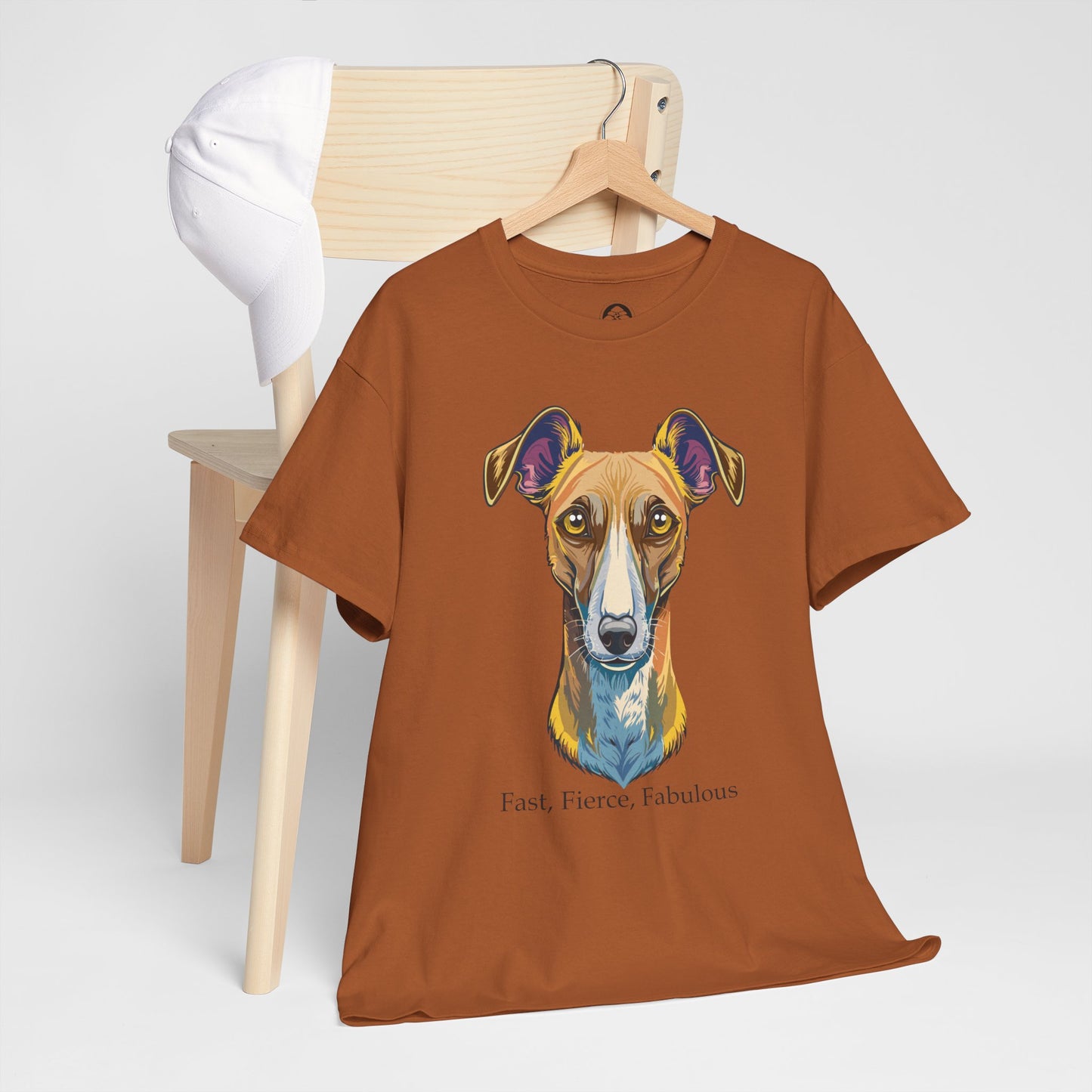 Whippet - Camiseta unisex de algodón grueso, rápida, feroz y fabulosa