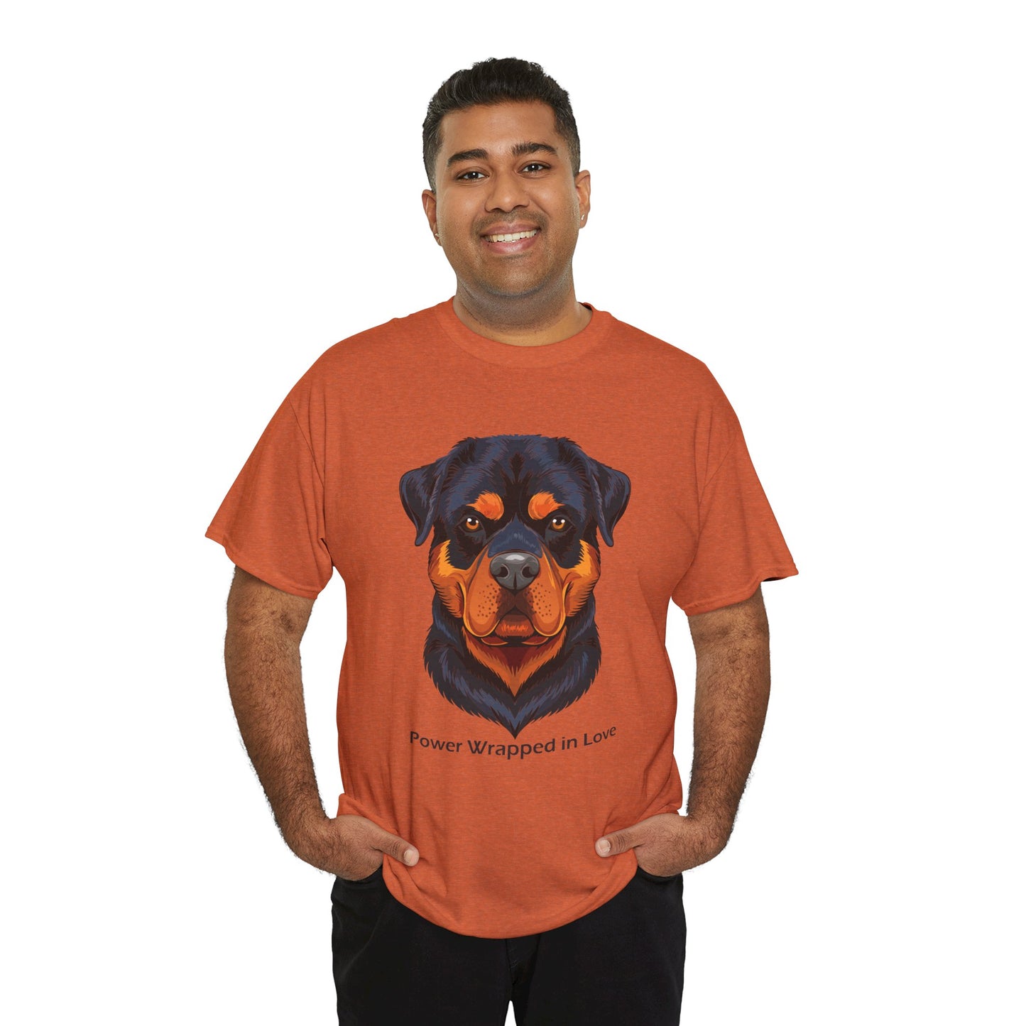 Camiseta unisex de algodón grueso Rottweiler - Power Wraped in Lover
