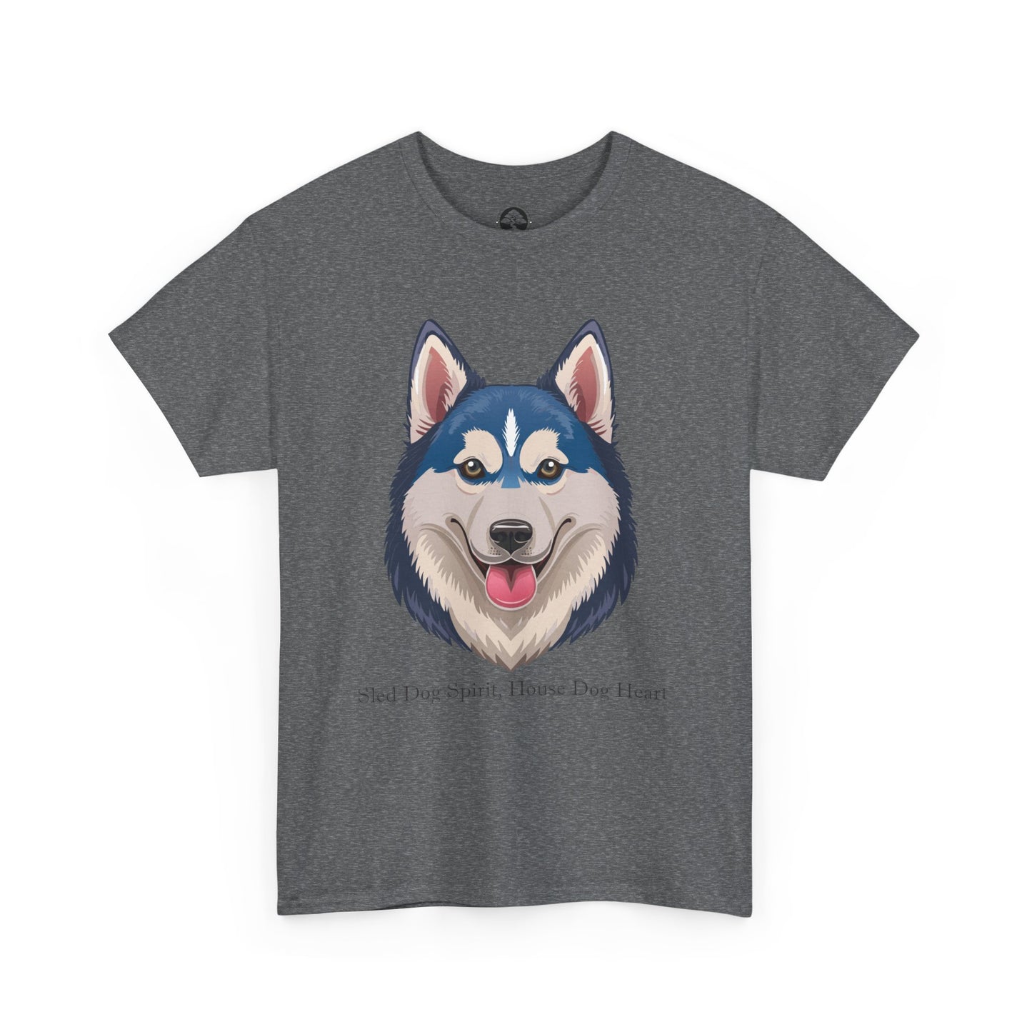 Camiseta unisex de algodón grueso con espíritu de perro de trineo y corazón de perro doméstico de Siberian Huskey