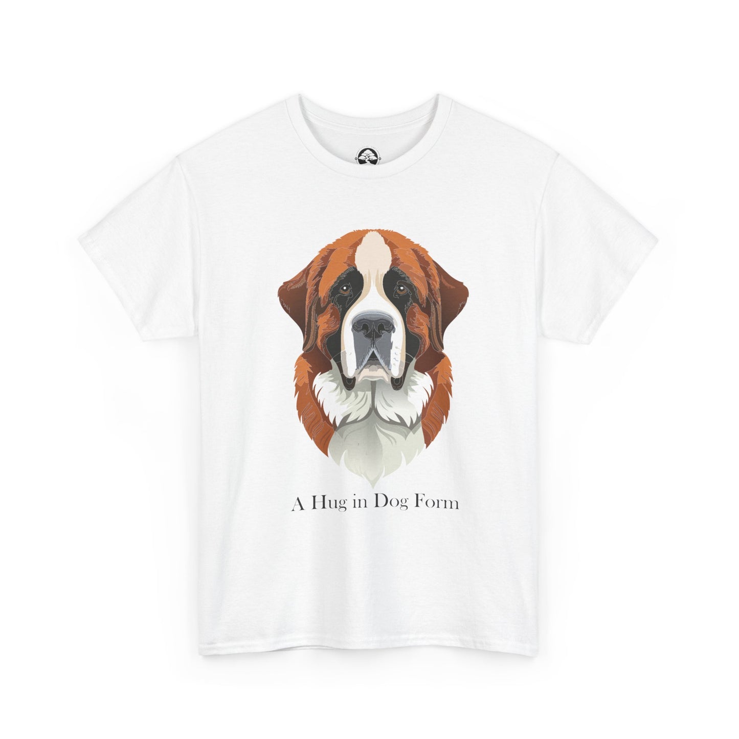 Camiseta unisex de algodón grueso con diseño de San Bernardo: Un abrazo en forma de perro