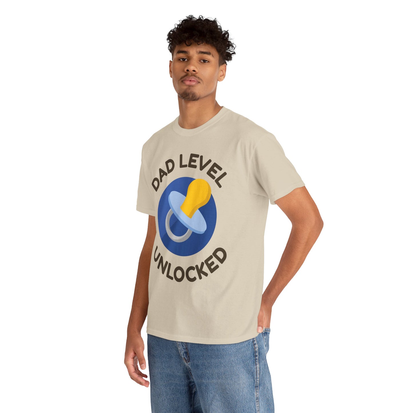 Dad Level Unlocked T-Shirt - Unisex Heavy Cotton Tee for New Dads