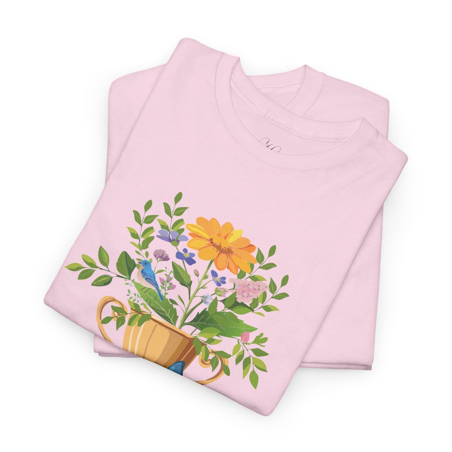 Floral Trophy for Mom Unisex Heavy Cotton Tee - Celebrating Achievement with Butterflies
