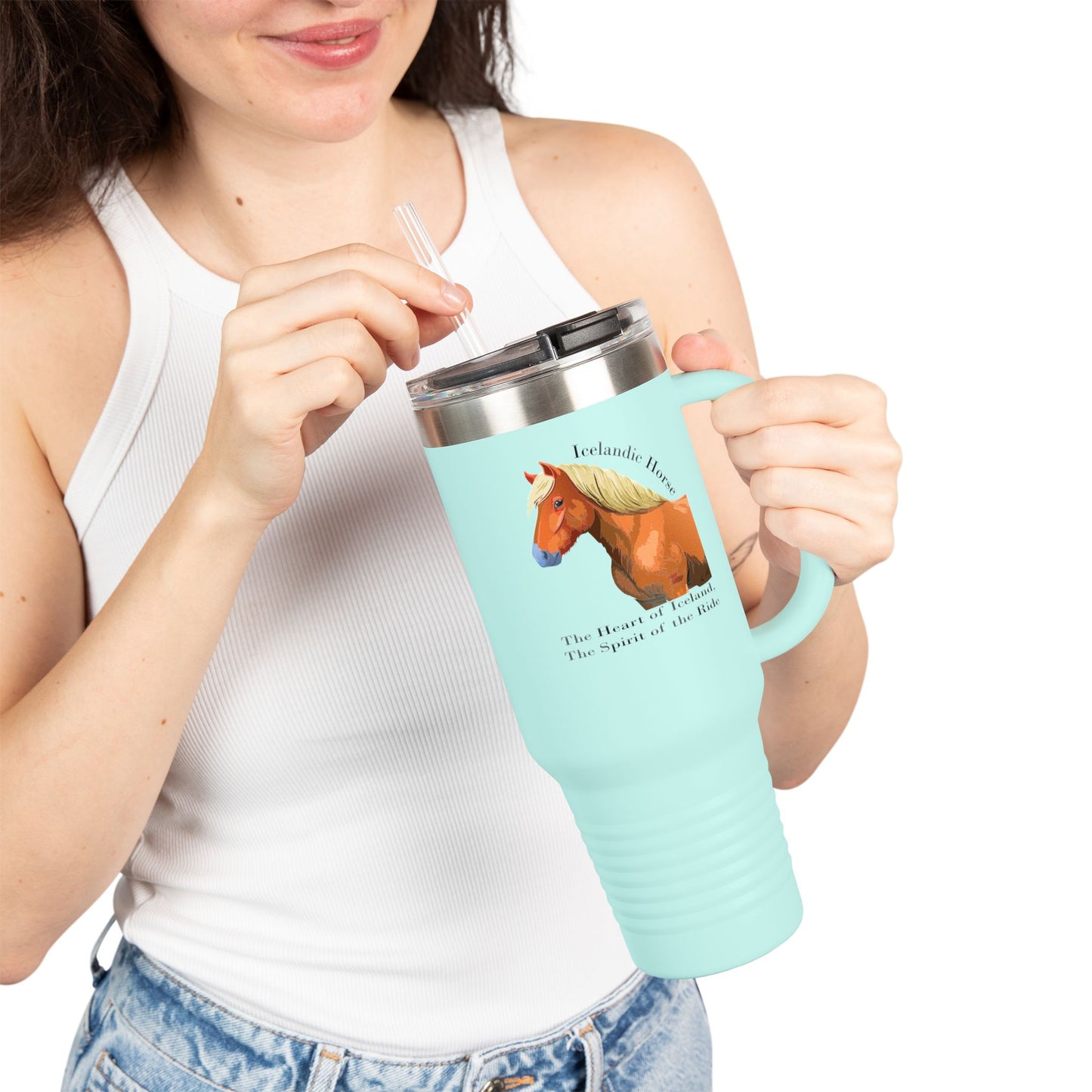 Icelandic Horse Insulated Travel Mug - 40oz, Perfect for Adventurers & Nature Lovers