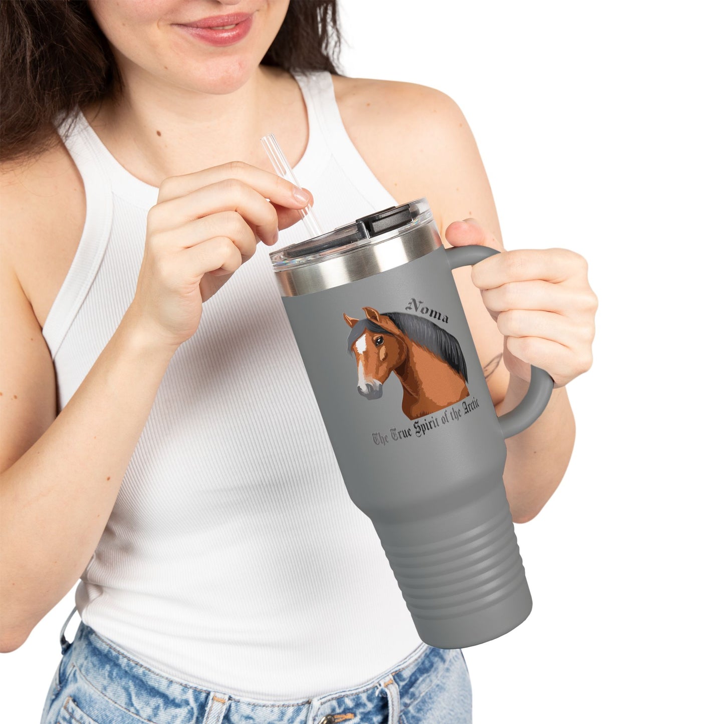 Noma Equestrian Insulated Travel Mug - 40oz with Horse Design