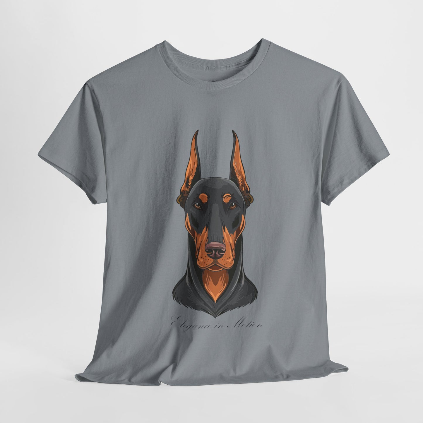 Doberman - Camiseta unisex de algodón grueso Elegancia en movimiento