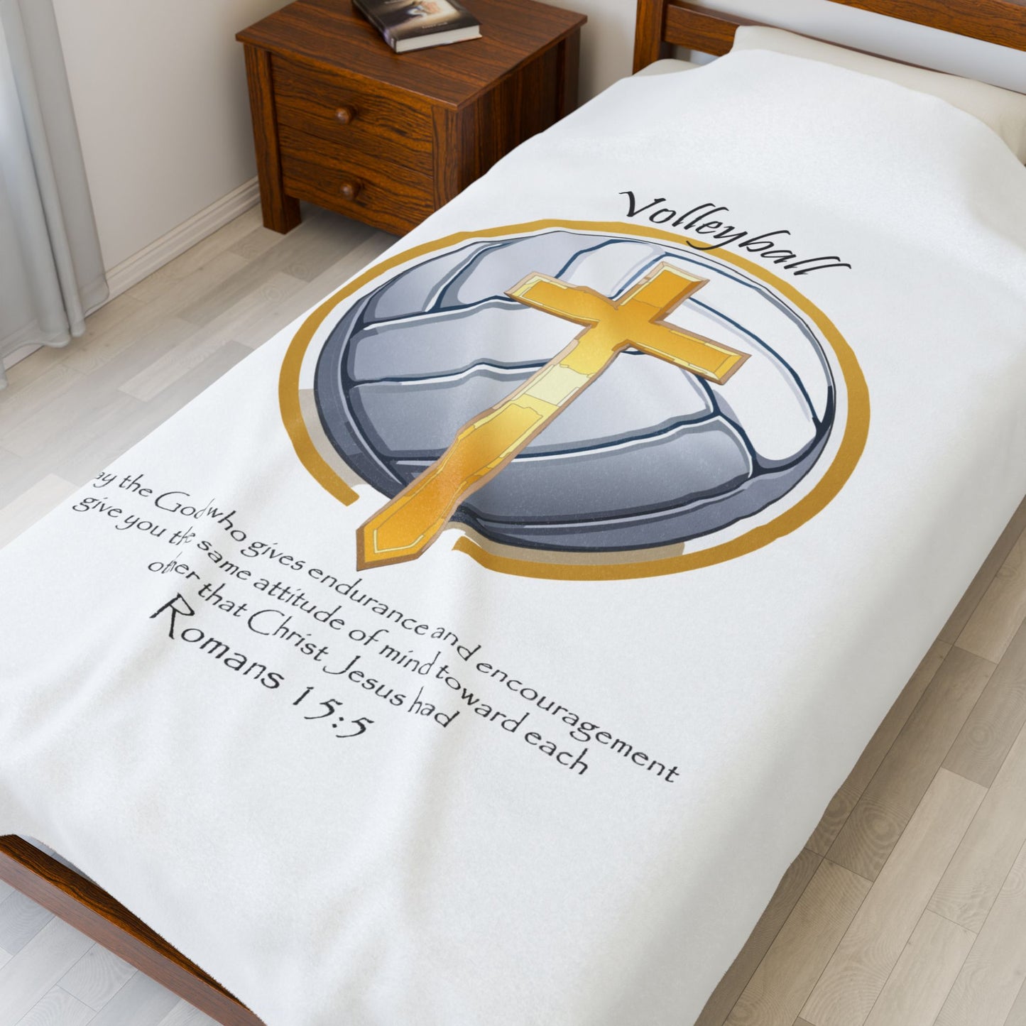 Manta de terciopelo con diseño de voleibol inspiradora - Faith & Comfort