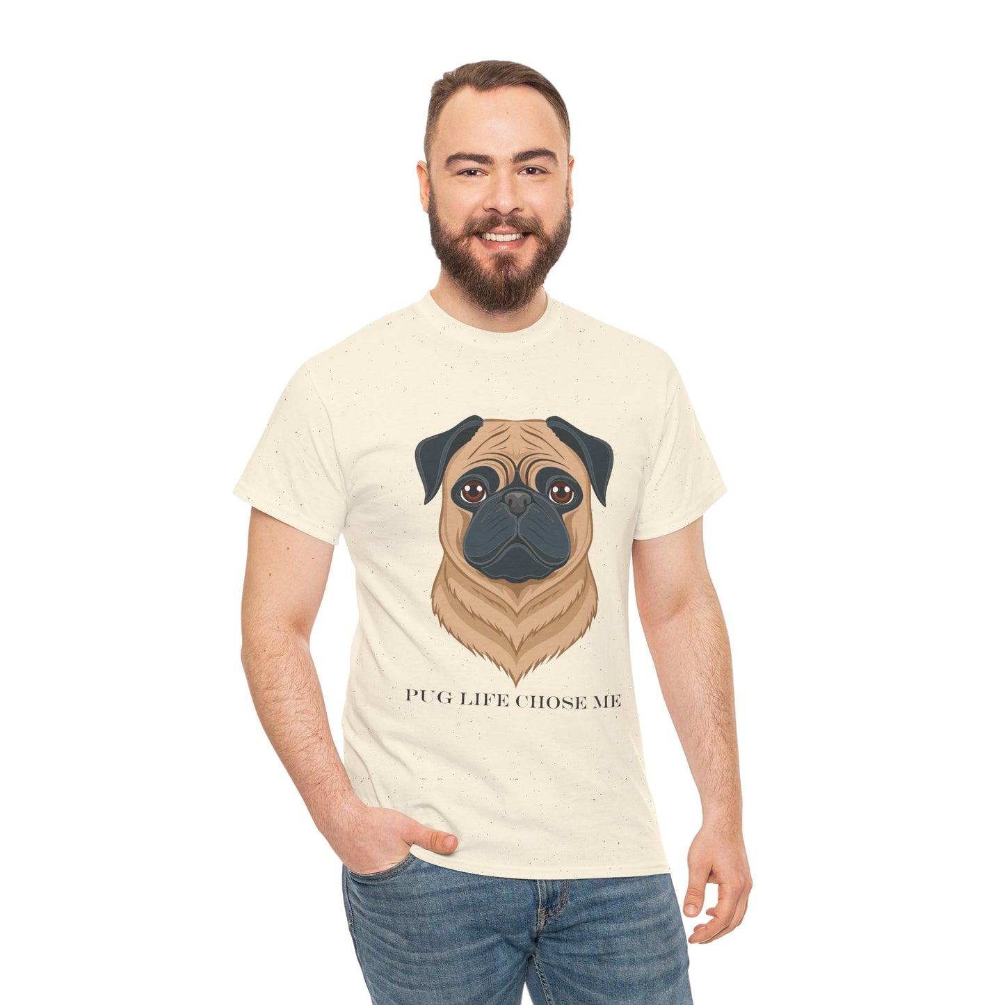 Pug - Camiseta unisex de algodón grueso "La vida de Pug me eligió"