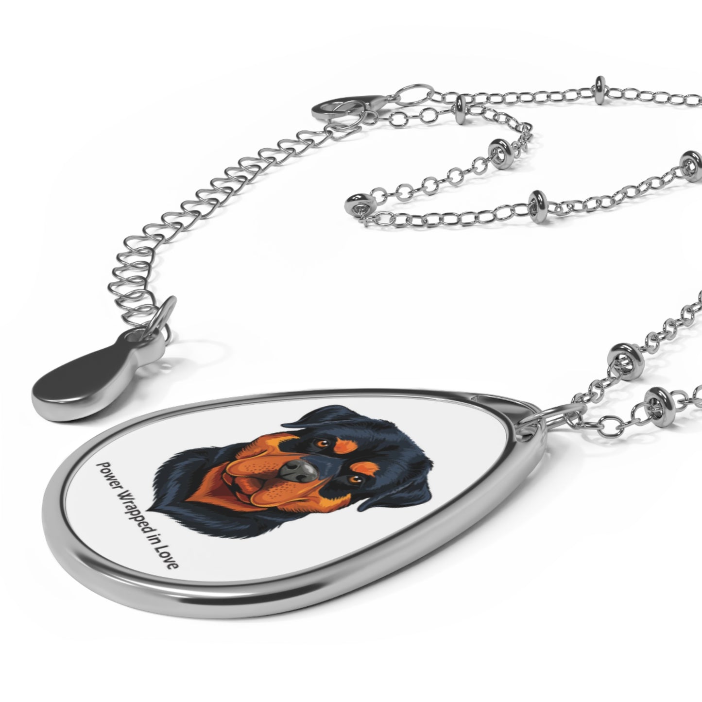 Rottweiler Oval Necklace - "Power Wrapped in Love"