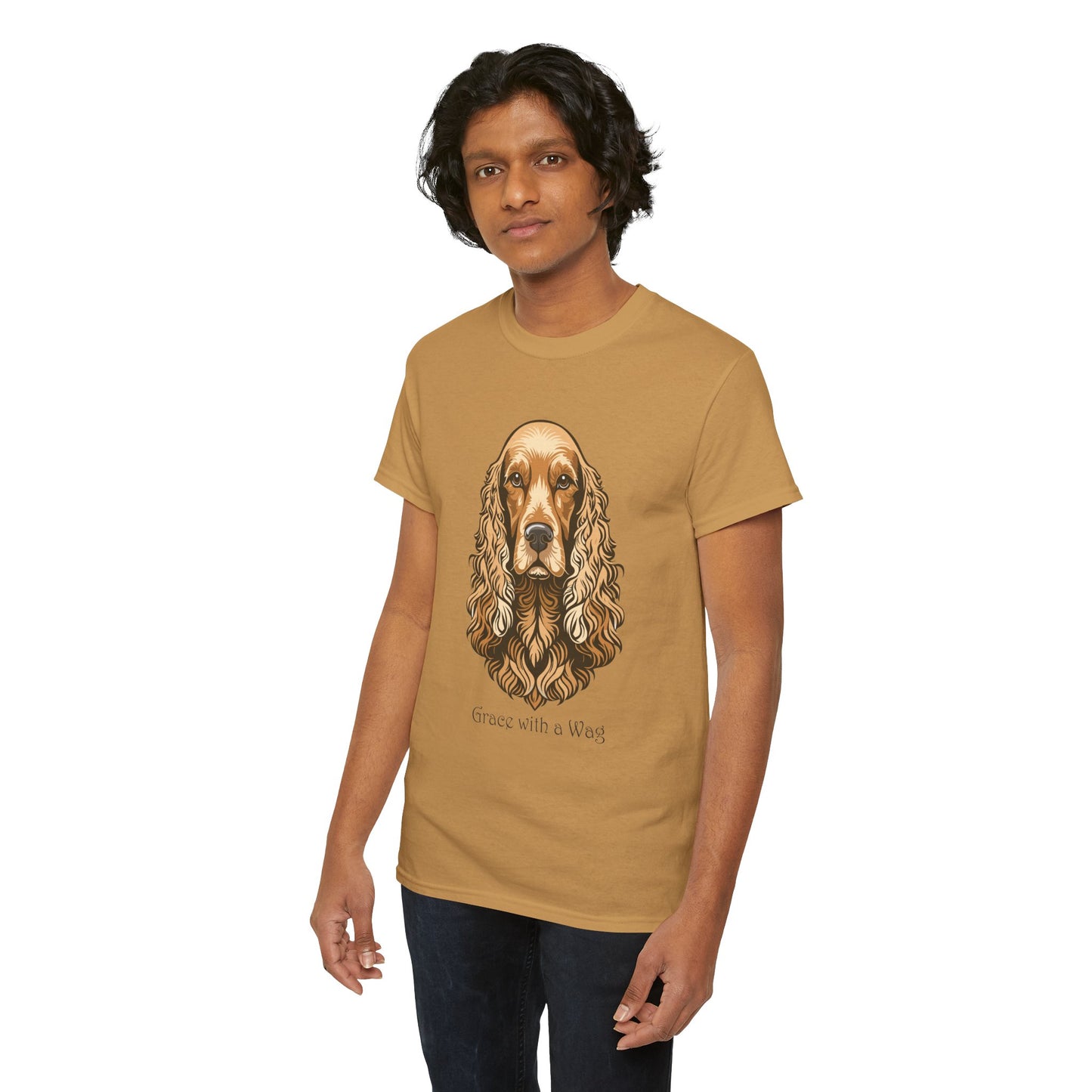 Camiseta unisex de algodón grueso con diseño de Cocker Spaniel - Grace with a Wag
