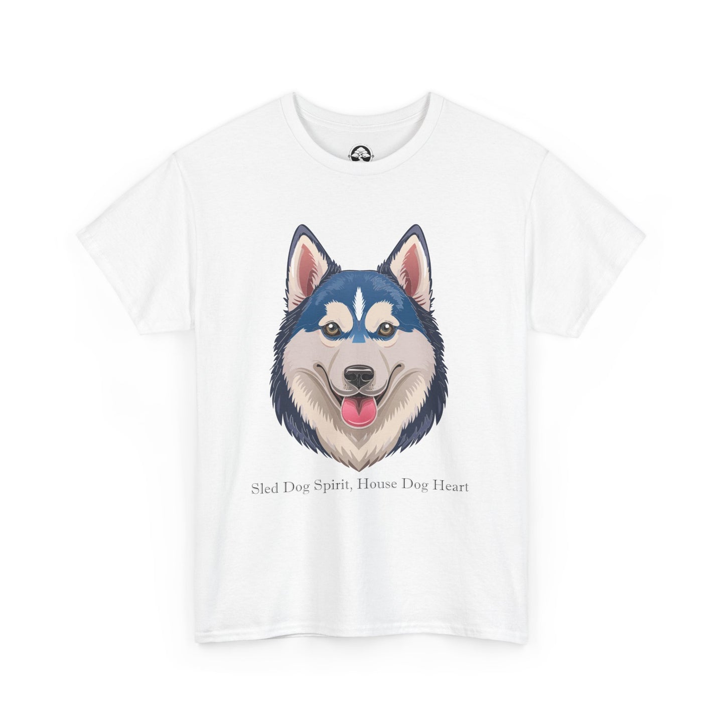 Camiseta unisex de algodón grueso con espíritu de perro de trineo y corazón de perro doméstico de Siberian Huskey