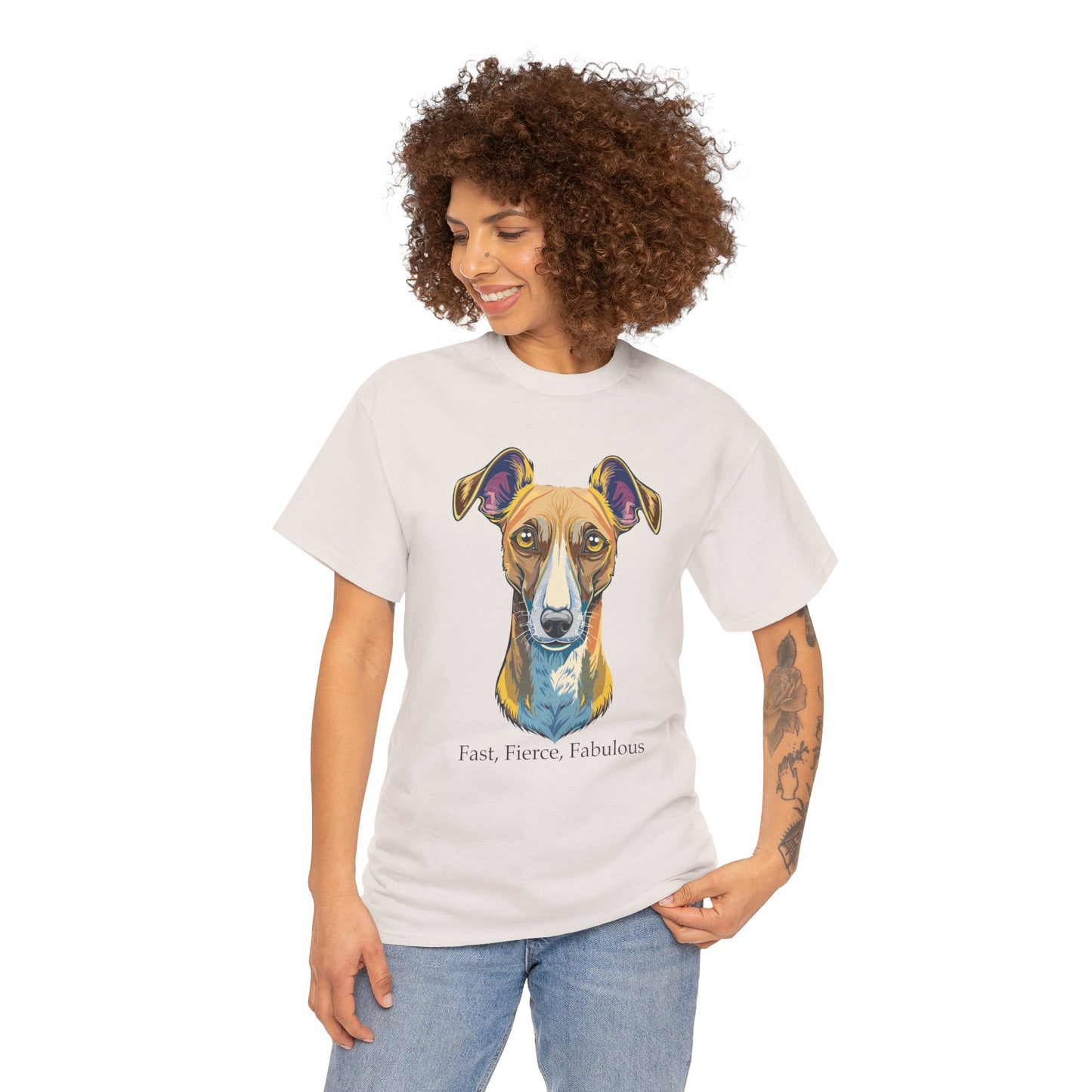 Whippet - Camiseta unisex de algodón grueso, rápida, feroz y fabulosa