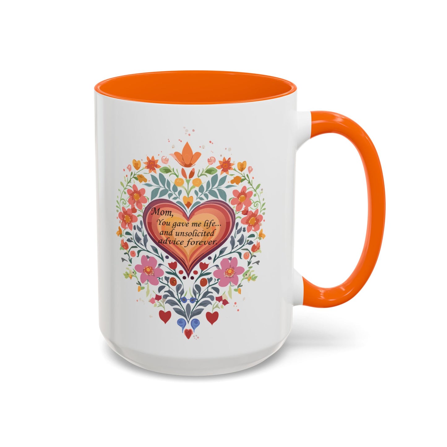 Mom Appreciation Heart Coffee Mug | Floral Design | 11 & 15oz Accent Mug