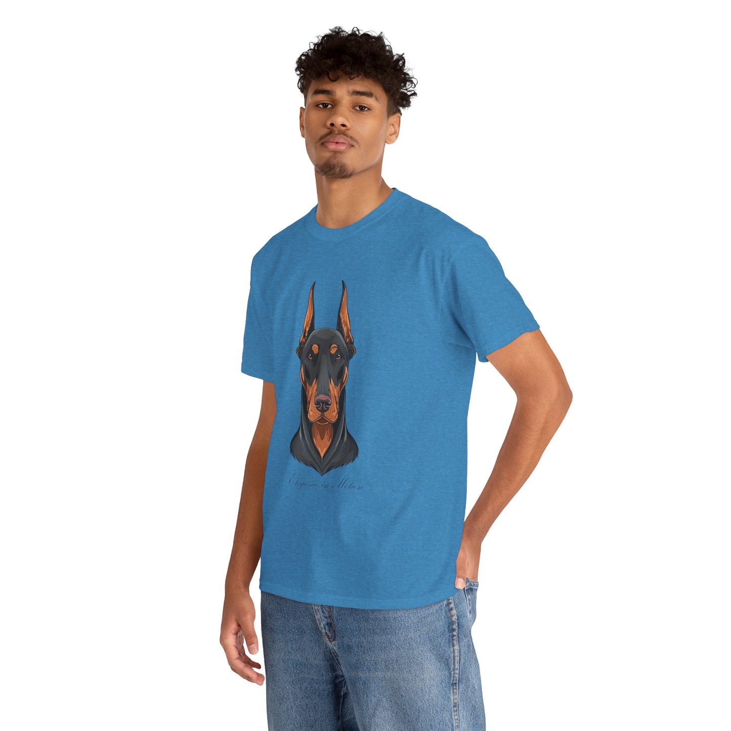 Doberman - Camiseta unisex de algodón grueso Elegancia en movimiento