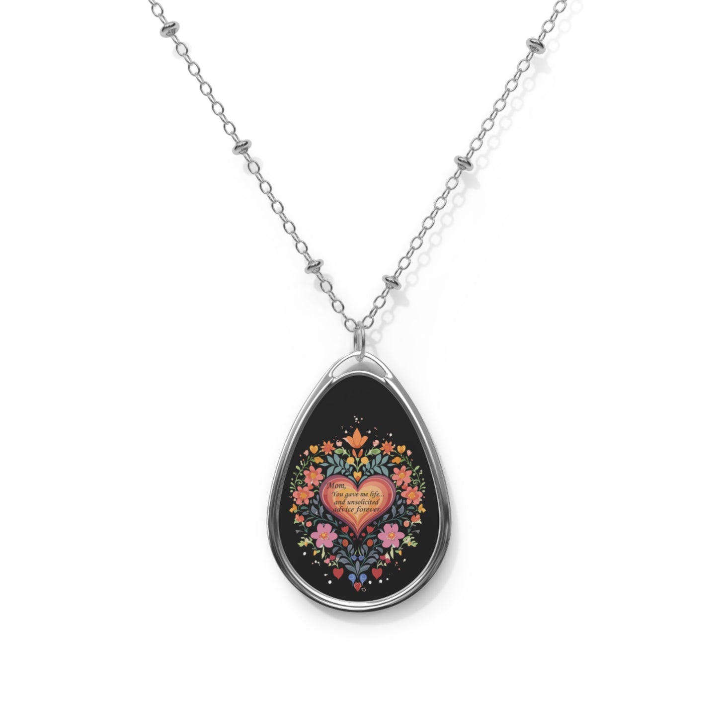 Floral Heart Oval Necklace for Mom – Elegant Gift for Loved Ones