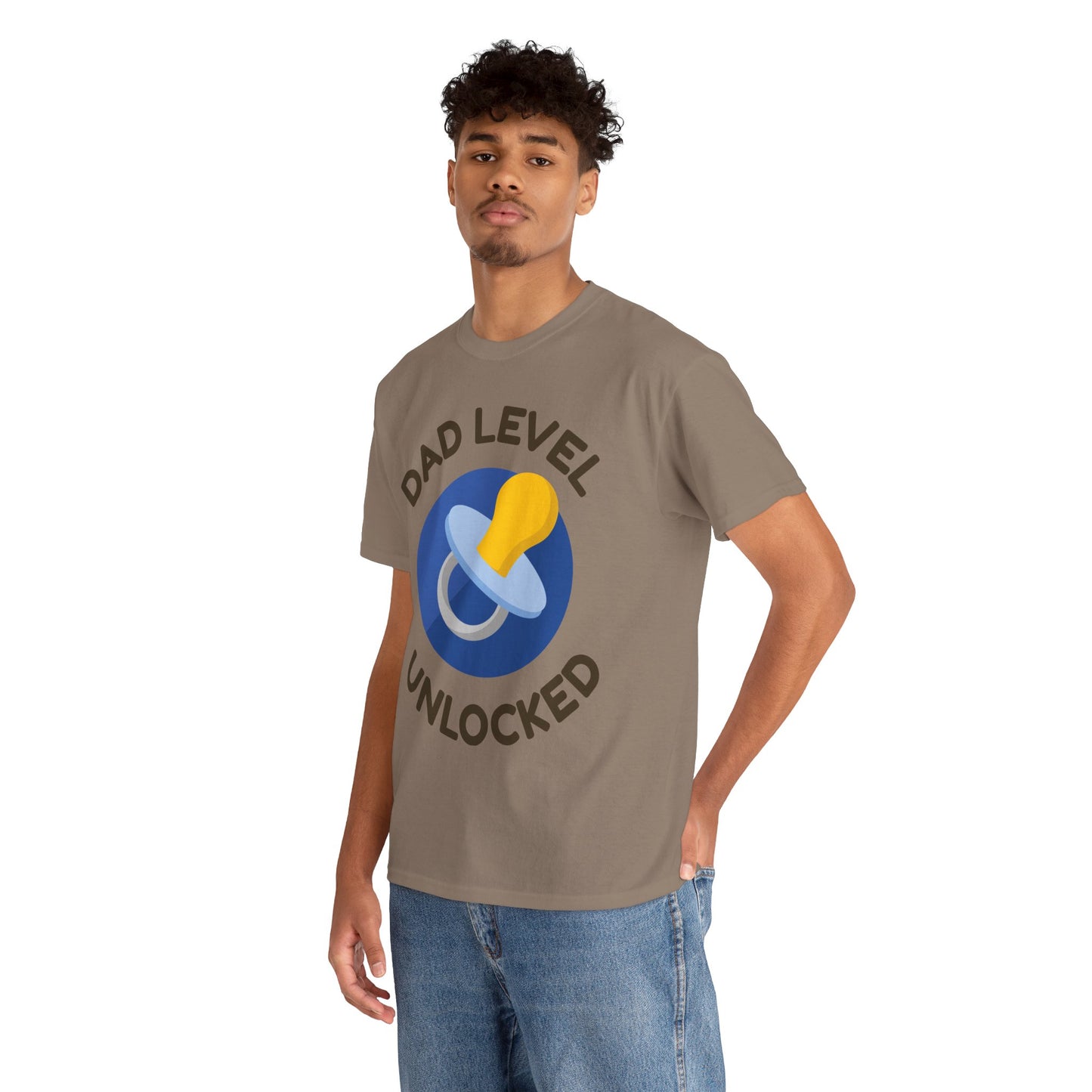 Dad Level Unlocked T-Shirt - Unisex Heavy Cotton Tee for New Dads