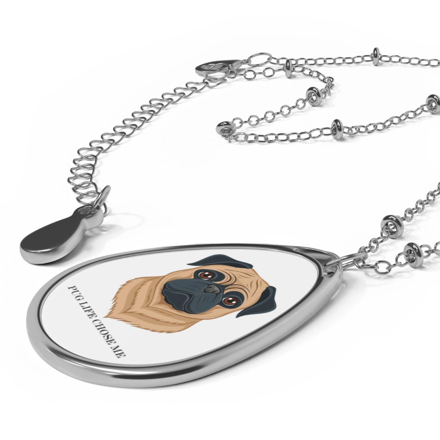 Collar ovalado "La vida de Pug me eligió" - Colgante en forma de lágrima para amantes de los perros