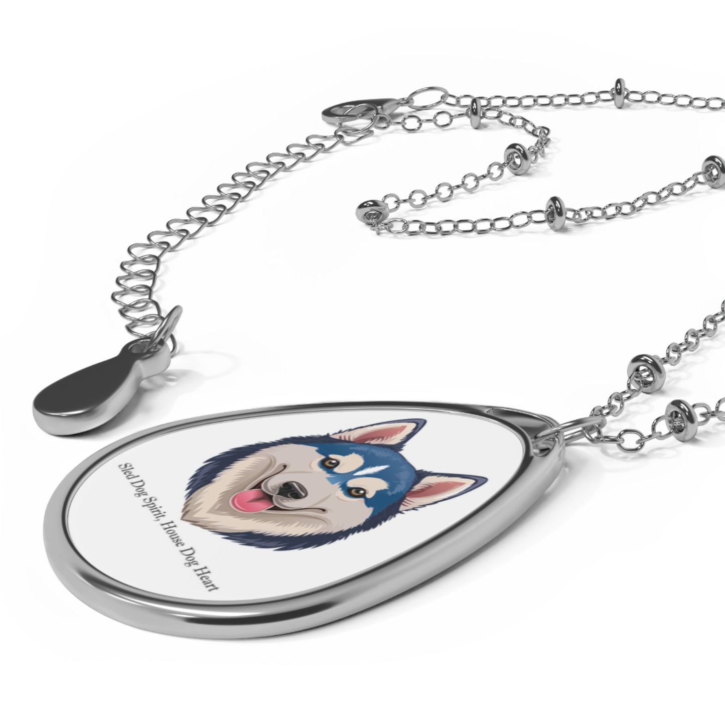 Siberian Huskey Oval Necklace - Sled Dog Spirit Design