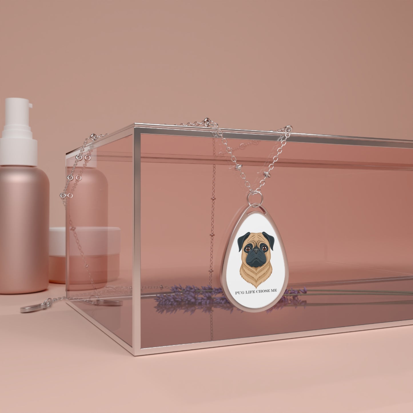 Collar ovalado "La vida de Pug me eligió" - Colgante en forma de lágrima para amantes de los perros
