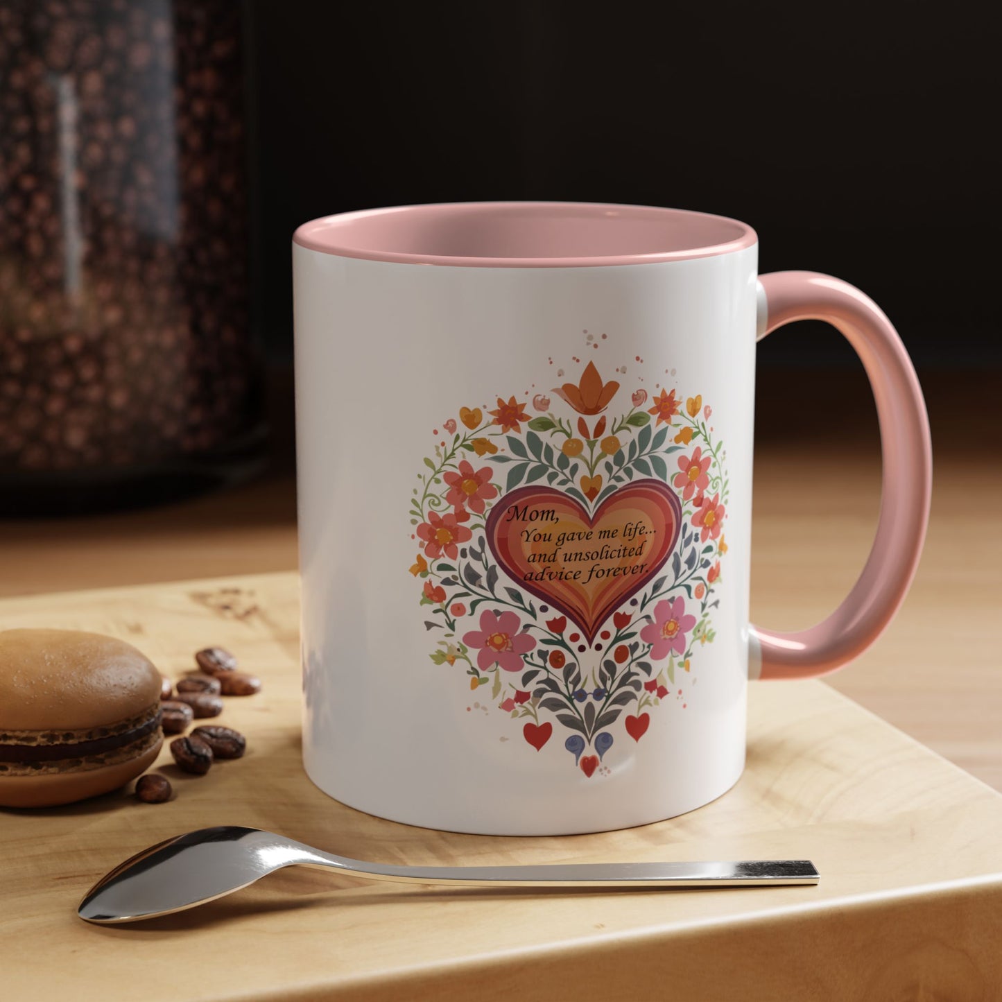 Mom Appreciation Heart Coffee Mug | Floral Design | 11 & 15oz Accent Mug