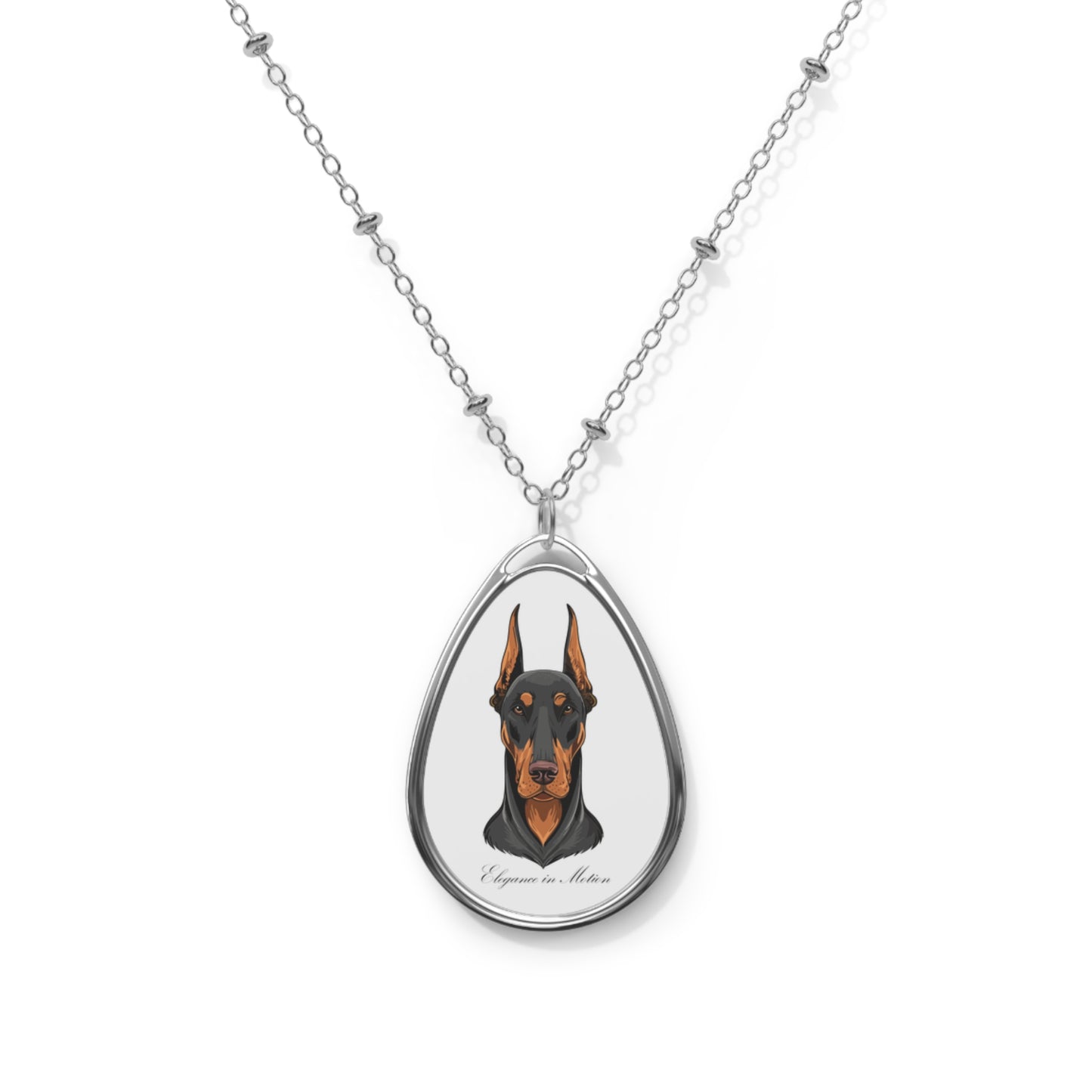 Doberman Oval Necklace - Pet Lover Jewelry