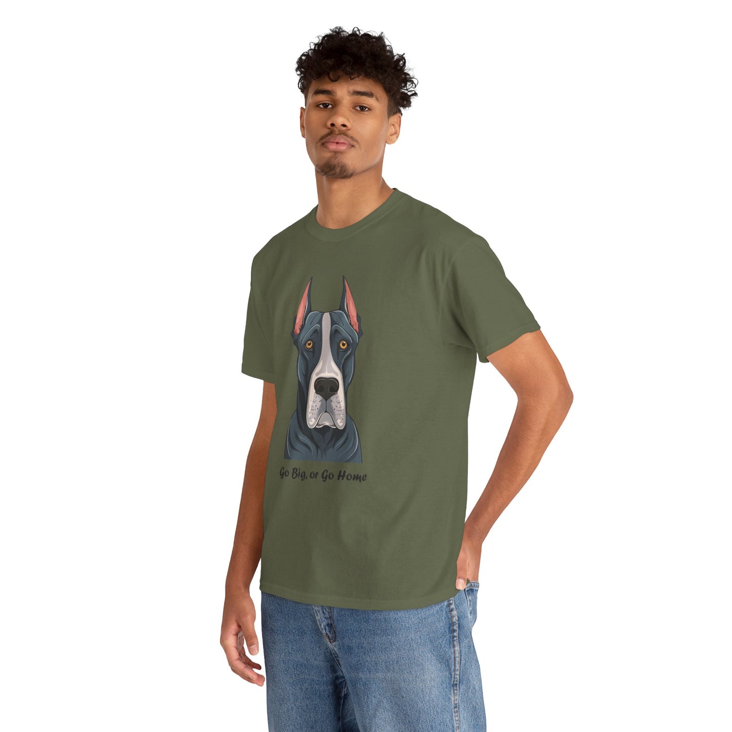 Camiseta unisex de algodón grueso "Gran Danés - Go Big, or Go Home"