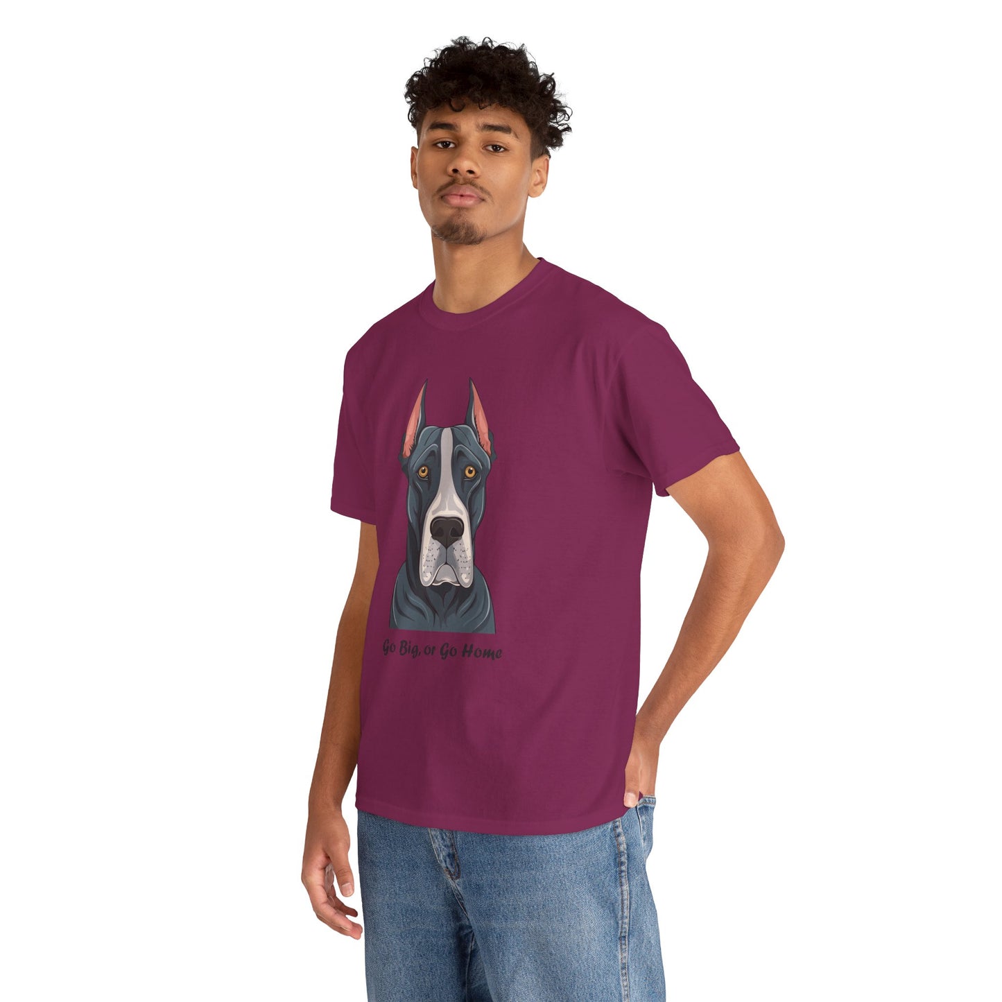 Camiseta unisex de algodón grueso "Gran Danés - Go Big, or Go Home"