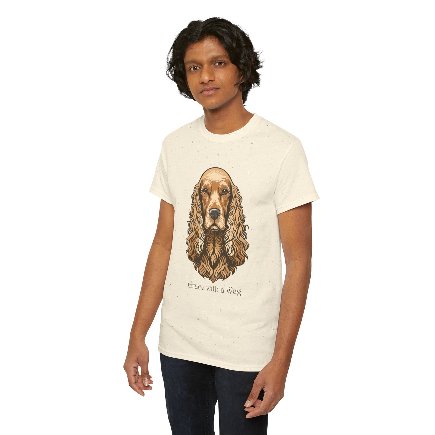 Camiseta unisex de algodón grueso con diseño de Cocker Spaniel - Grace with a Wag
