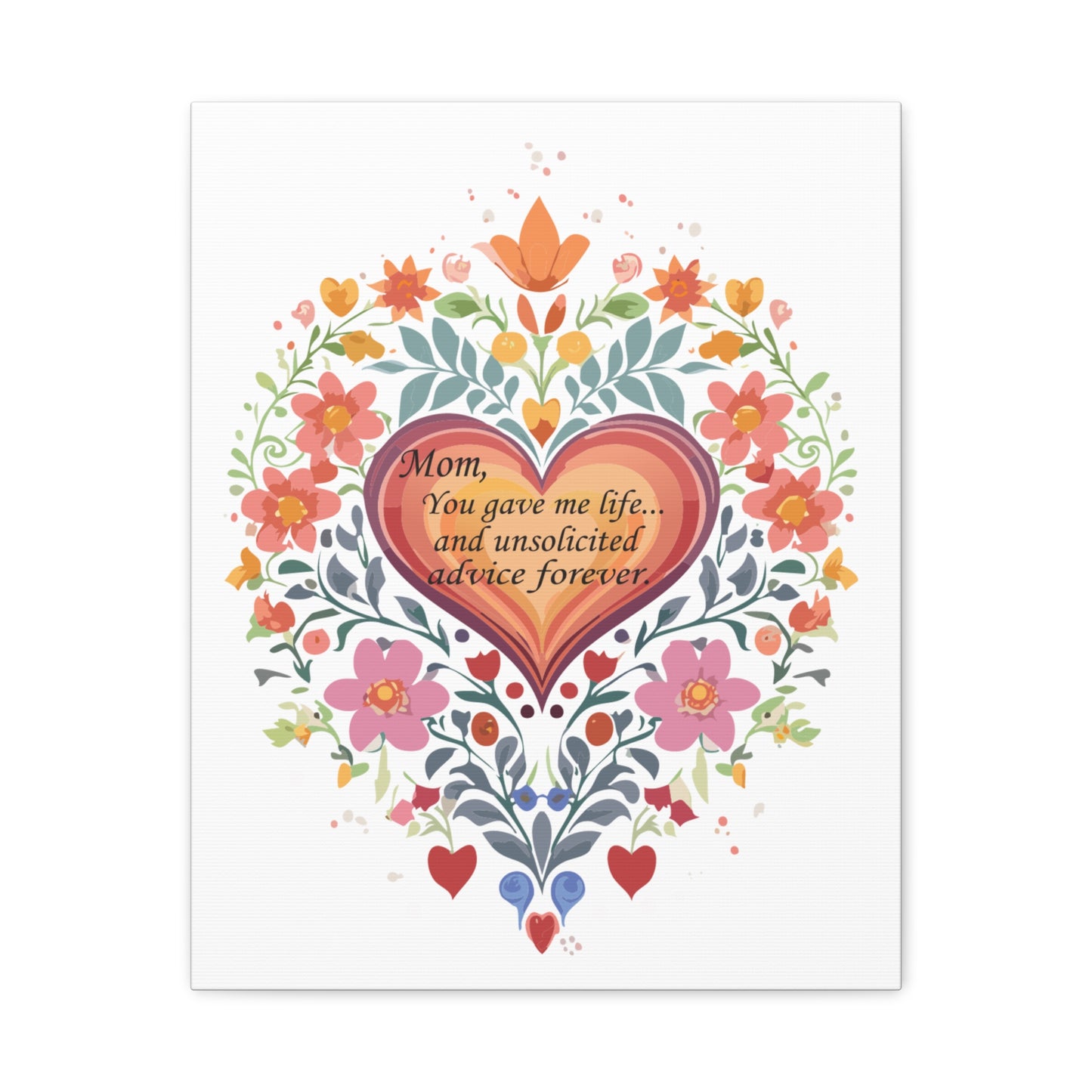 Floral Heart Canvas Art - Perfect Gift for Mom