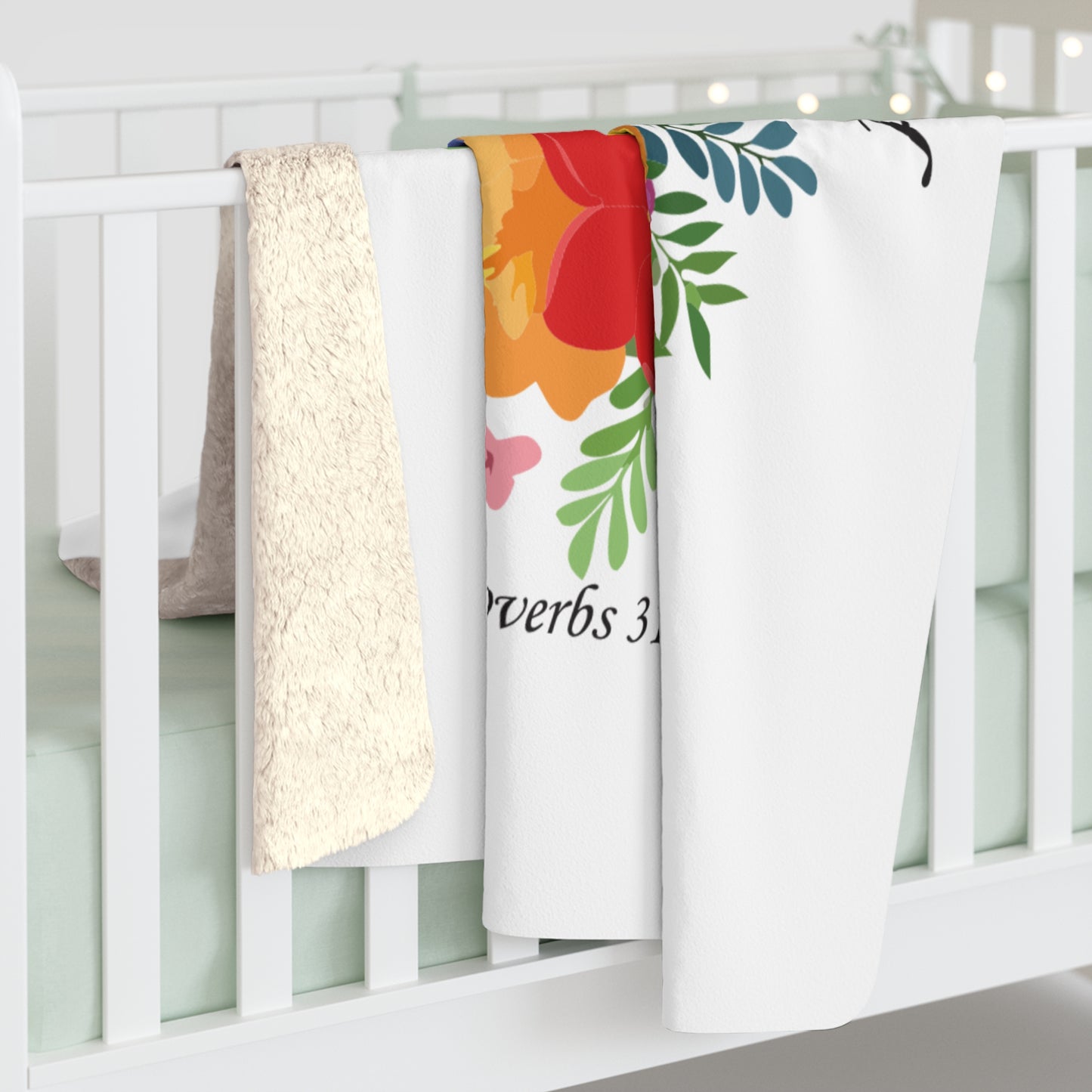 Floral Proverbs Sherpa Fleece Blanket for Mom- Cozy and Inspirational Throw for Home Decor & Gifts