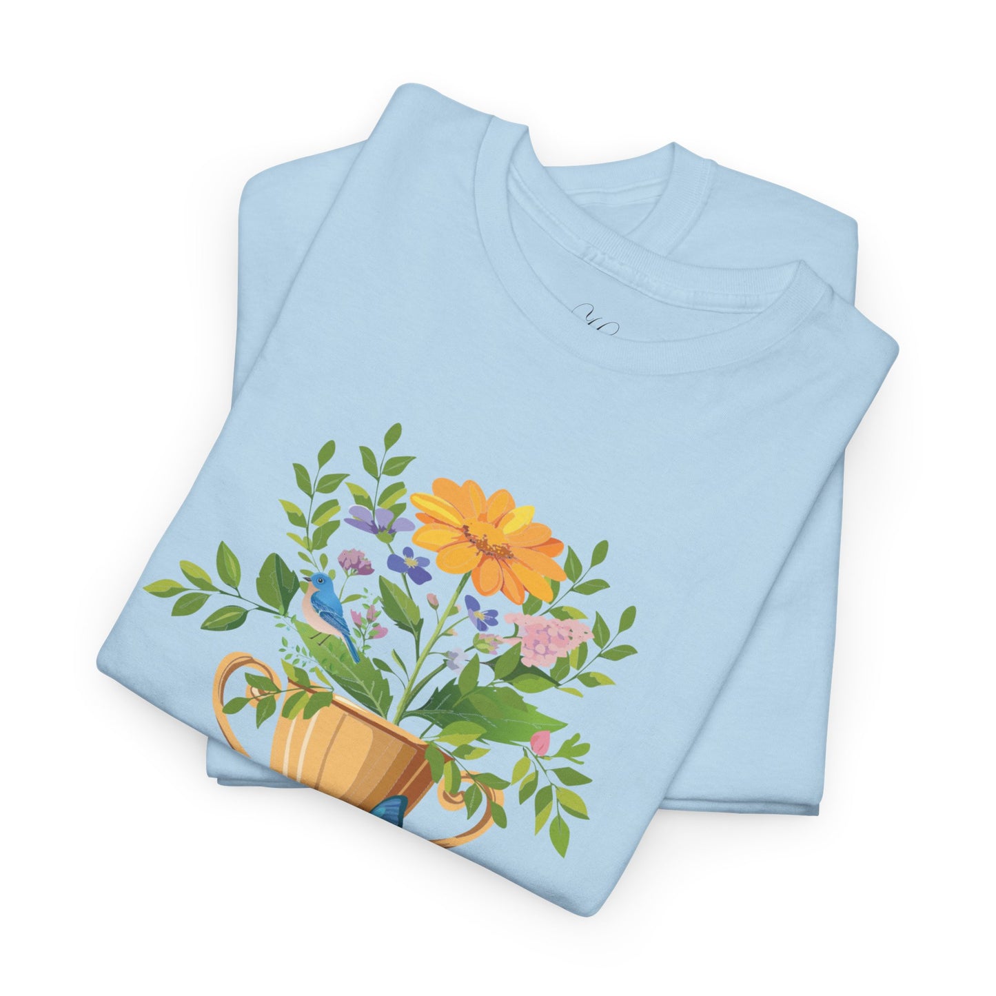 Floral Trophy for Mom Unisex Heavy Cotton Tee - Celebrating Achievement with Butterflies