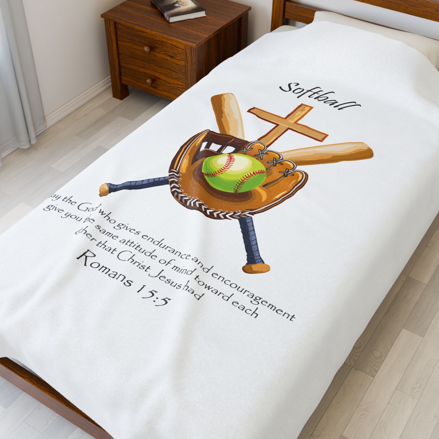 Manta de terciopelo con inspiración de softbol: perfecta para los amantes del deporte.