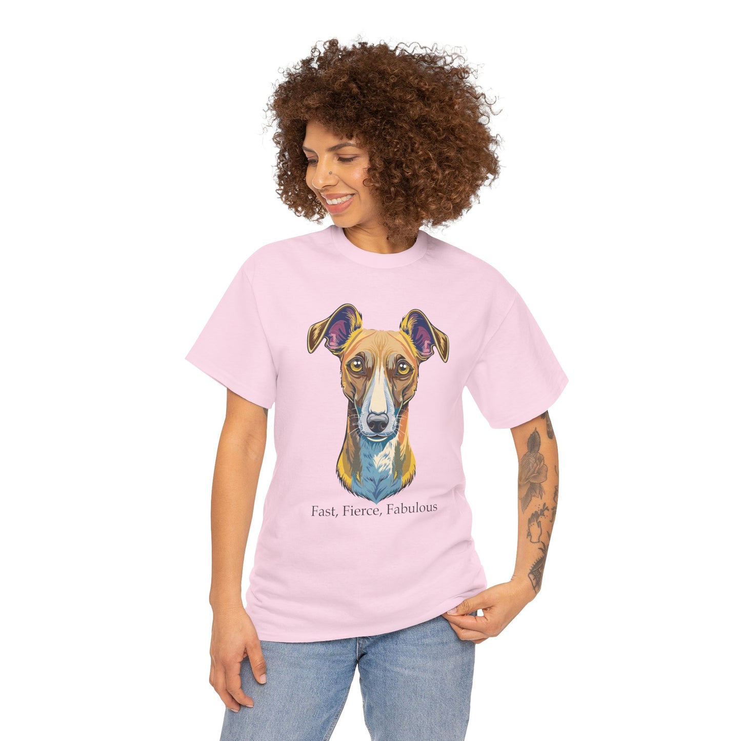 Whippet - Camiseta unisex de algodón grueso, rápida, feroz y fabulosa