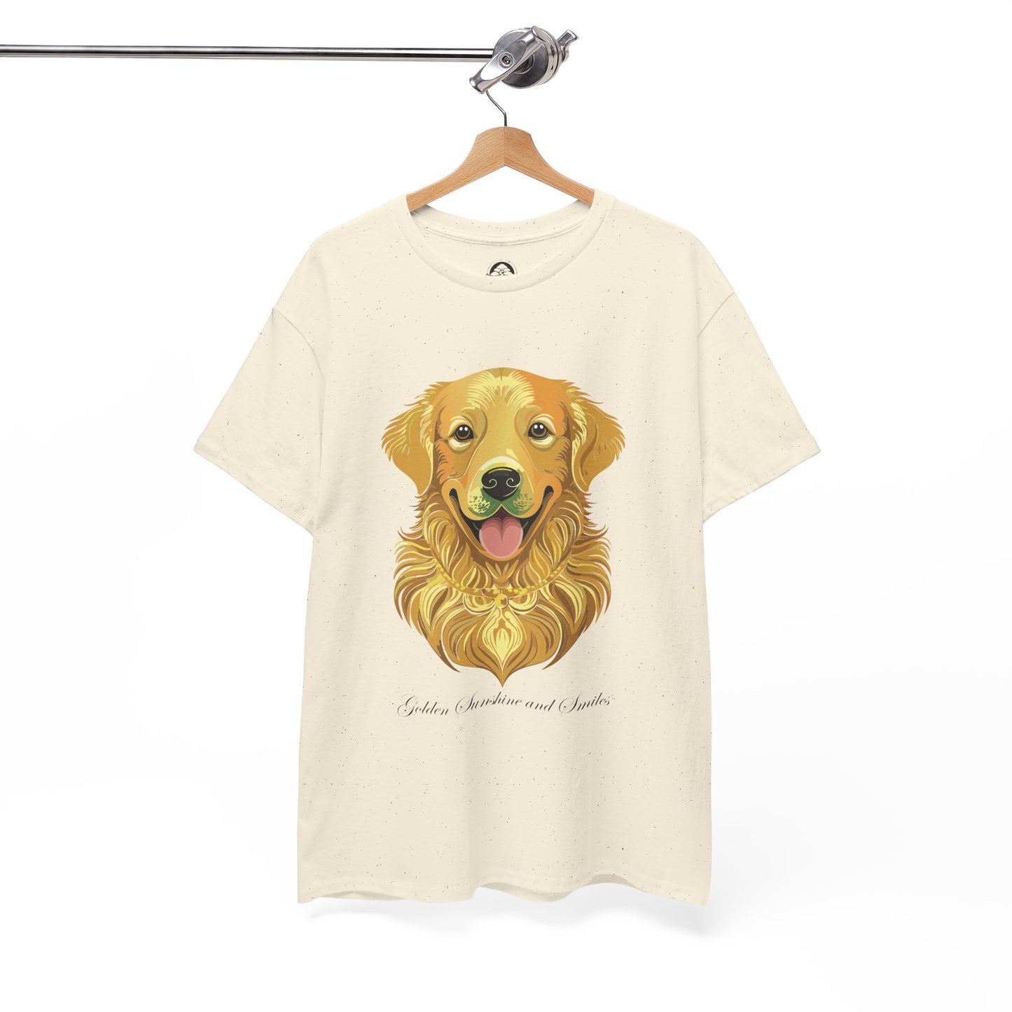 Golden Retriever - Camiseta unisex de algodón grueso con sol y sonrisas doradas