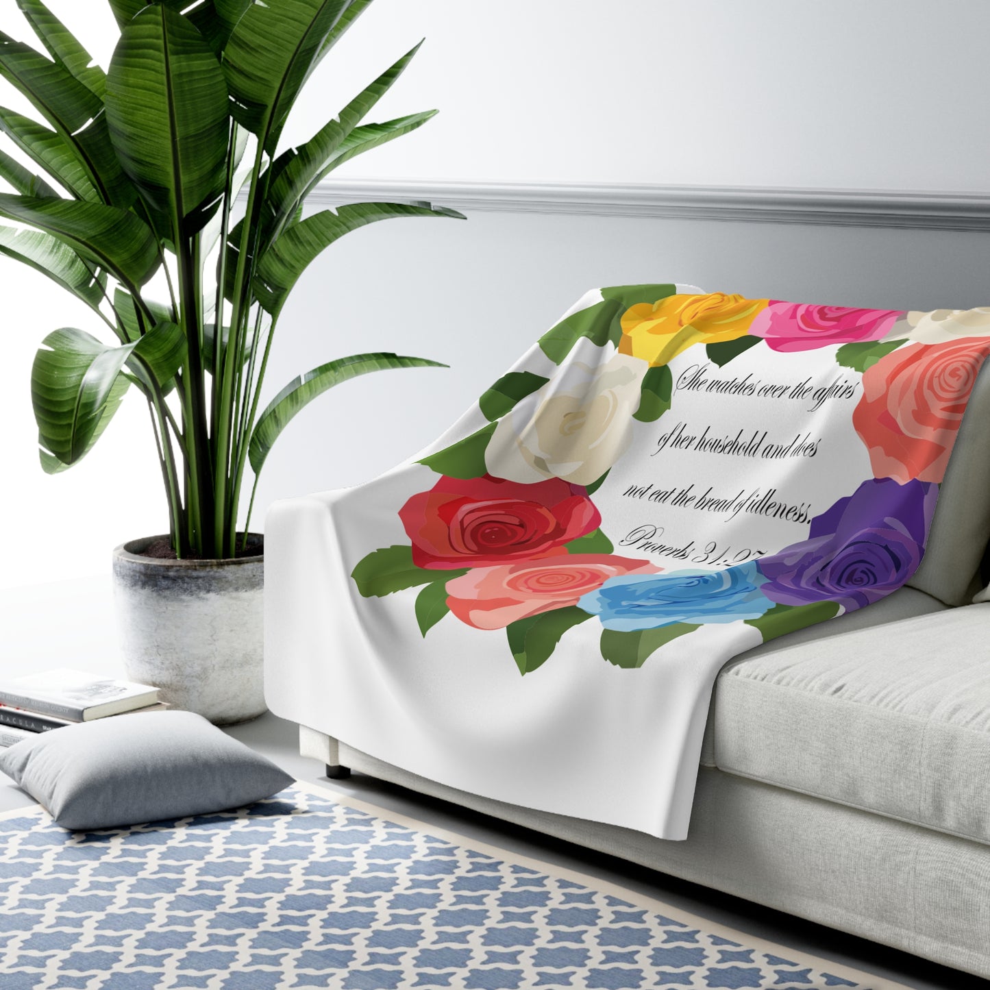 Inspirational Sherpa Fleece Blanket with Floral Design - Perfect Gift for Mother's Day, Birthdays, or Home Decor
