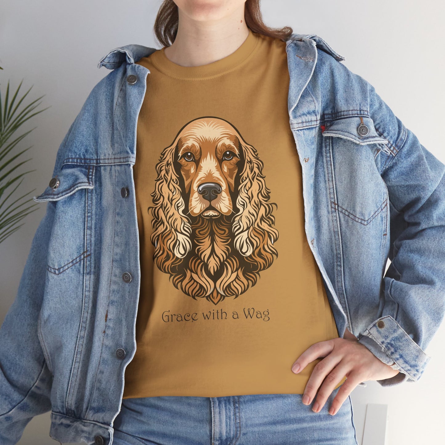 Camiseta unisex de algodón grueso con diseño de Cocker Spaniel - Grace with a Wag