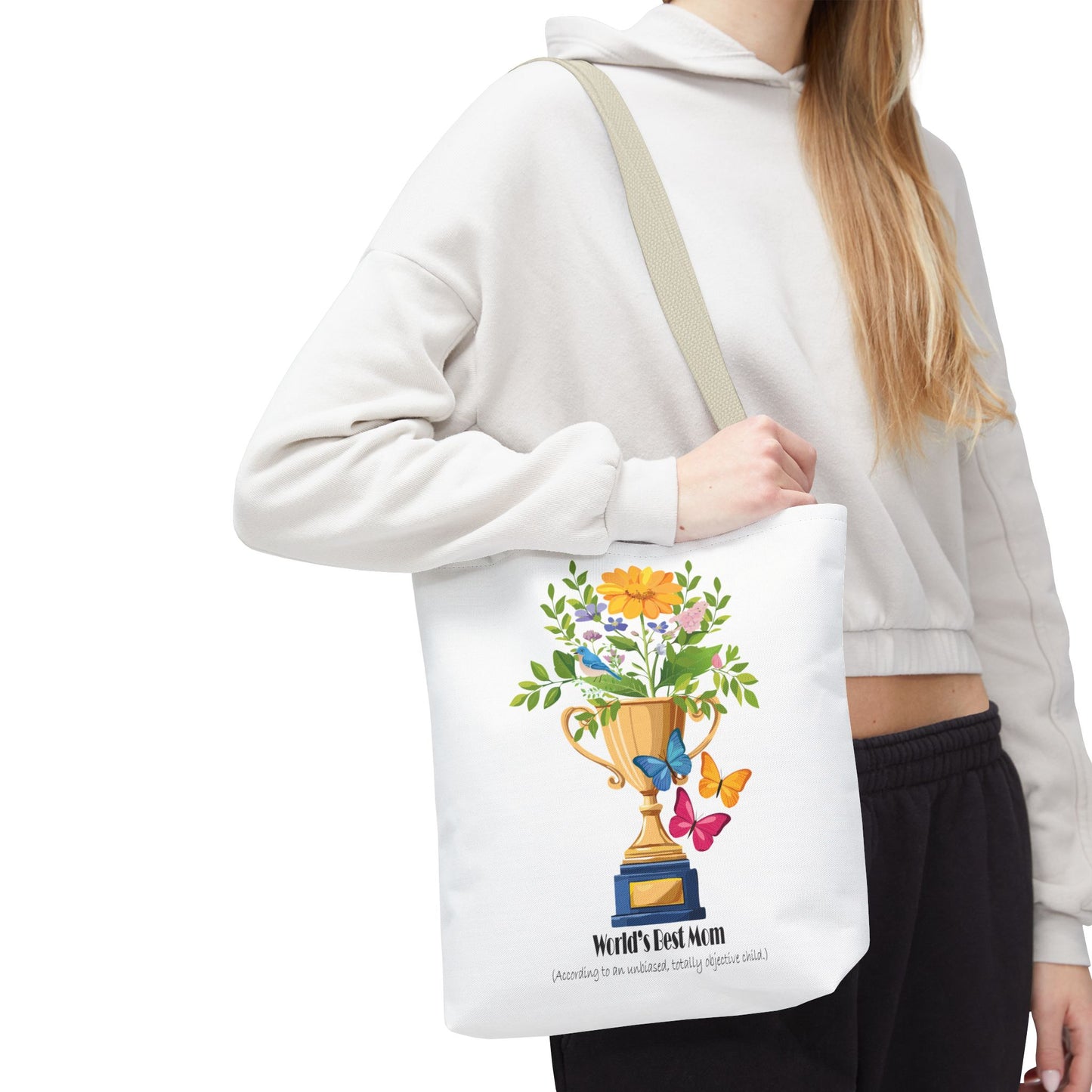 Floral Trophy Tote Bag - World's Best Mom Design