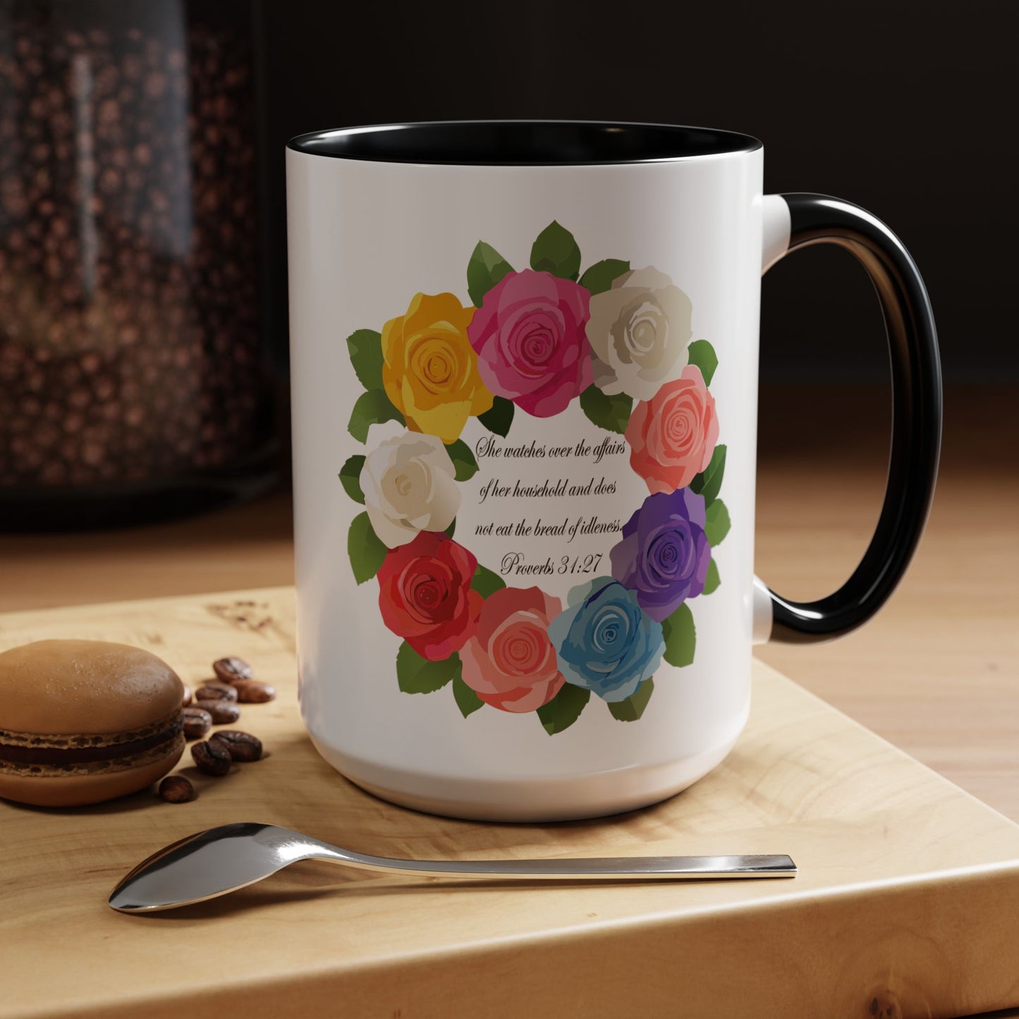 Inspirational Floral Coffee Mug for Mom- Proverbs 31:27