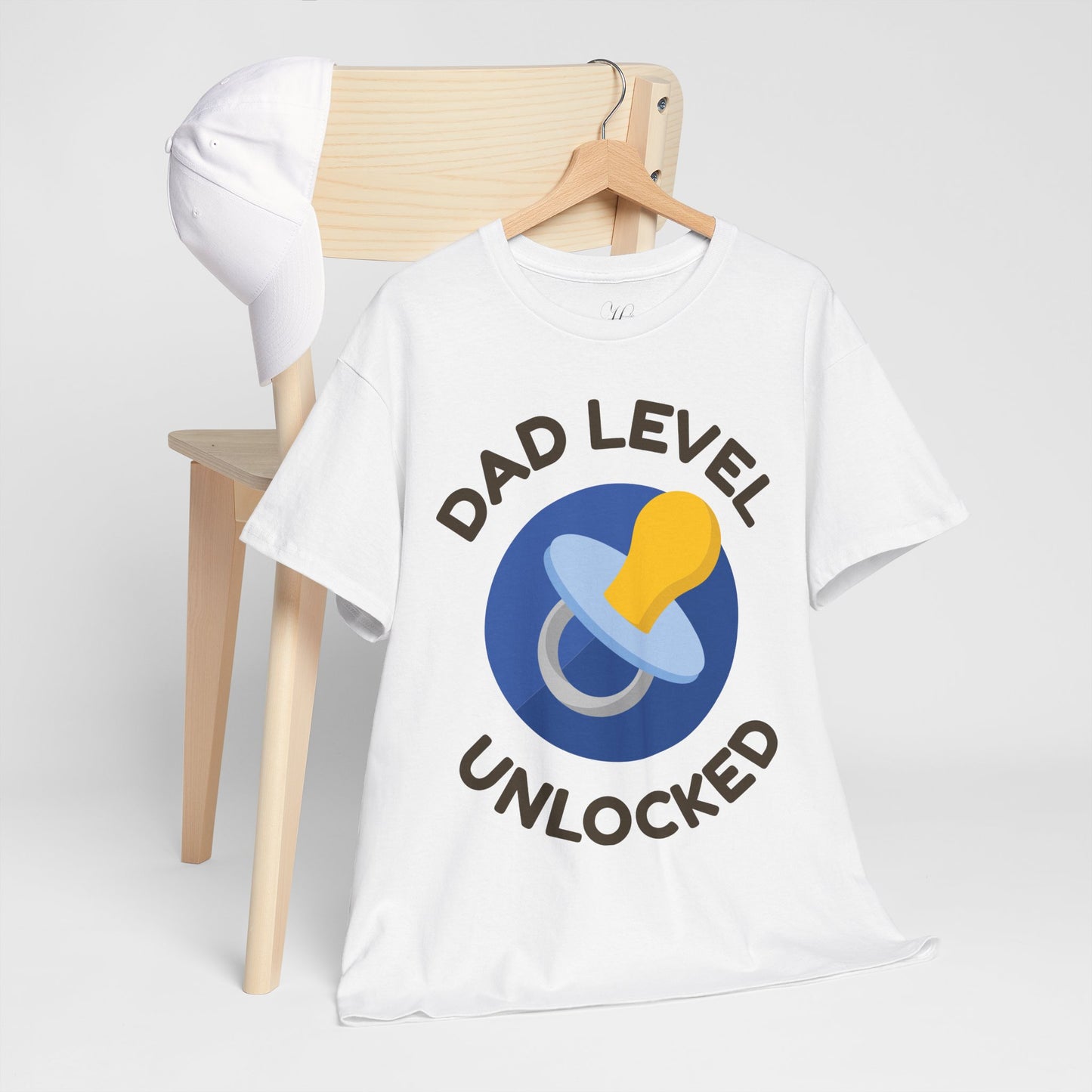 Dad Level Unlocked T-Shirt - Unisex Heavy Cotton Tee for New Dads