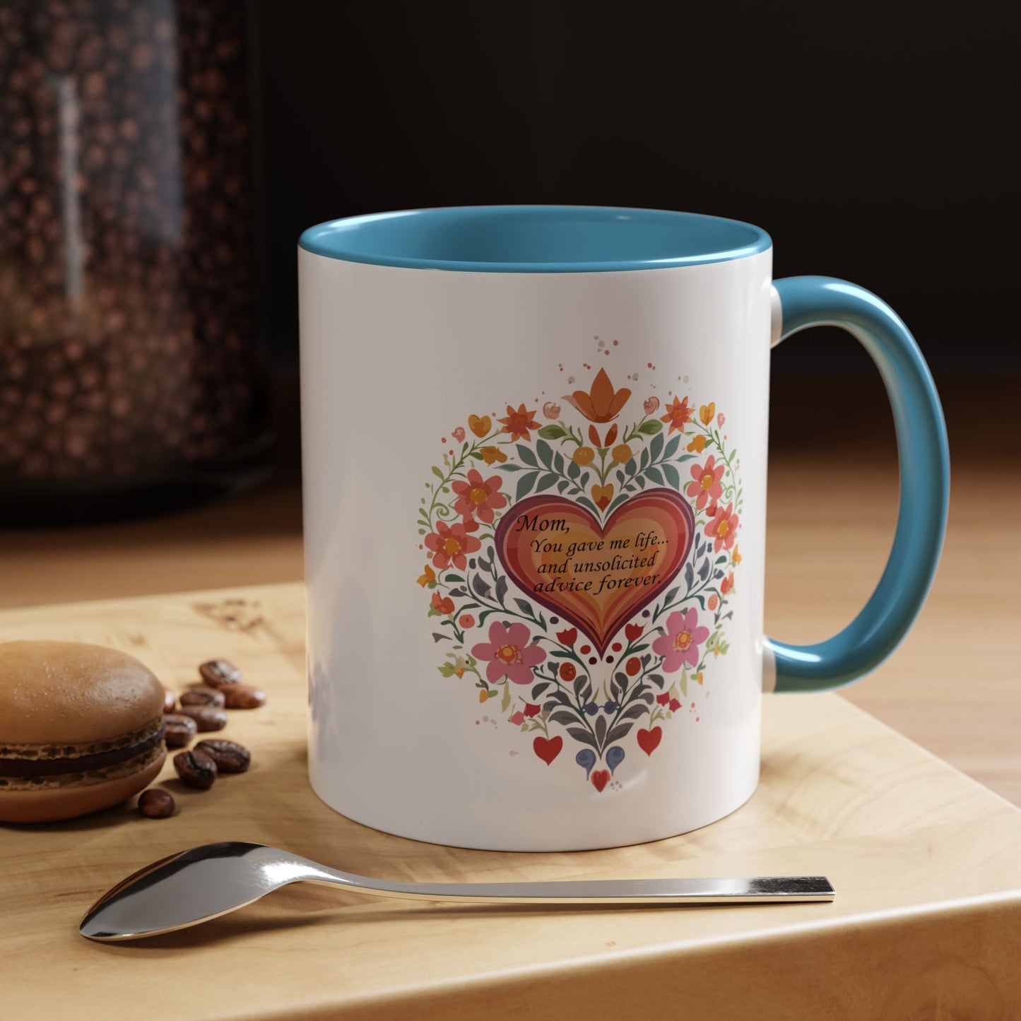 Mom Appreciation Heart Coffee Mug | Floral Design | 11 & 15oz Accent Mug