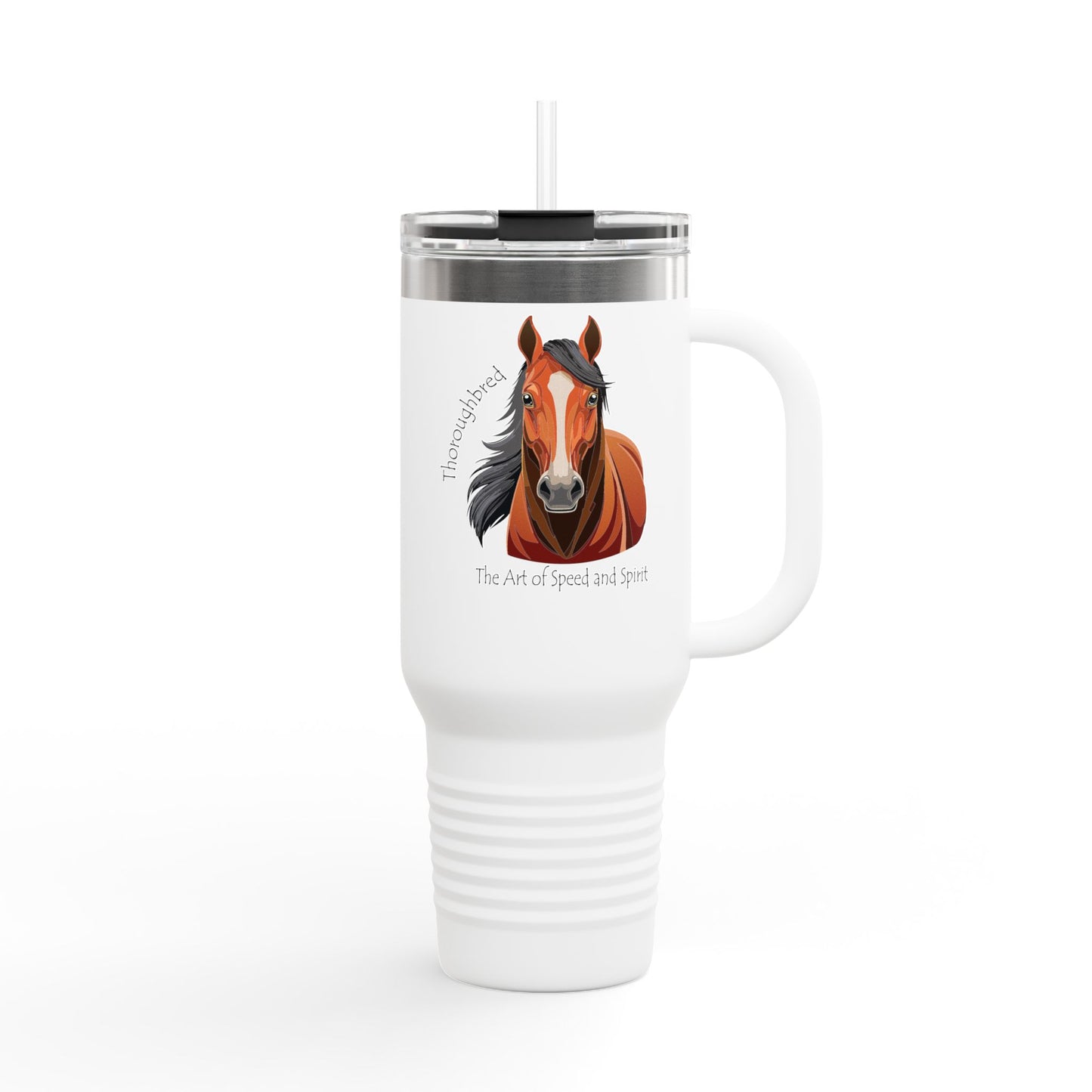Thoroughbred Horse Insulated Travel Mug - 40oz, Perfect for Horse Lovers