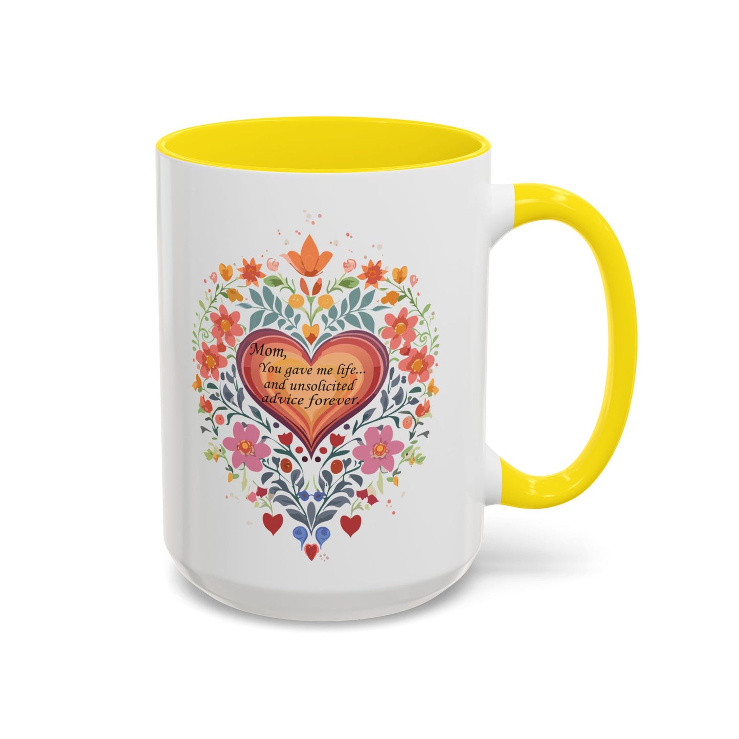 Mom Appreciation Heart Coffee Mug | Floral Design | 11 & 15oz Accent Mug
