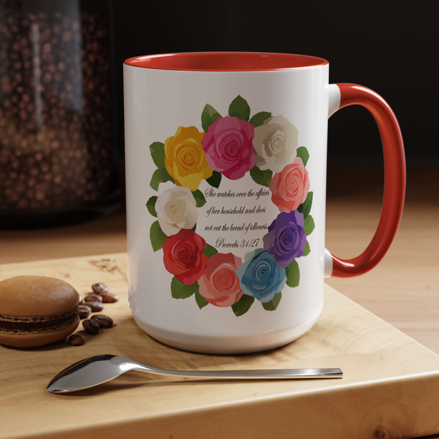 Inspirational Floral Coffee Mug for Mom- Proverbs 31:27