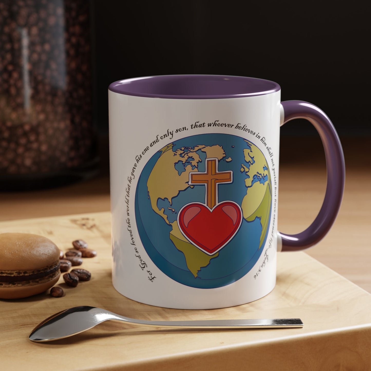 Taza de café con acento inspirador: diseño de fe y amor, perfecta para la motivación diaria.
